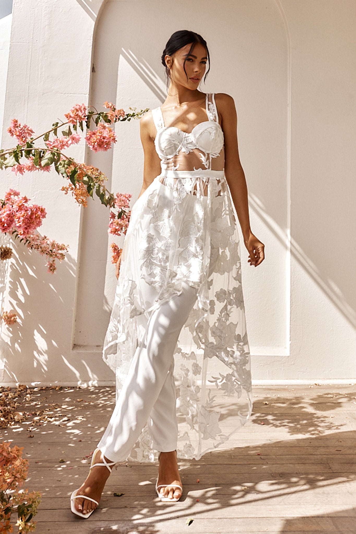 Moonlight Tango High-Low Mesh Top White by Selfie Leslie Australia