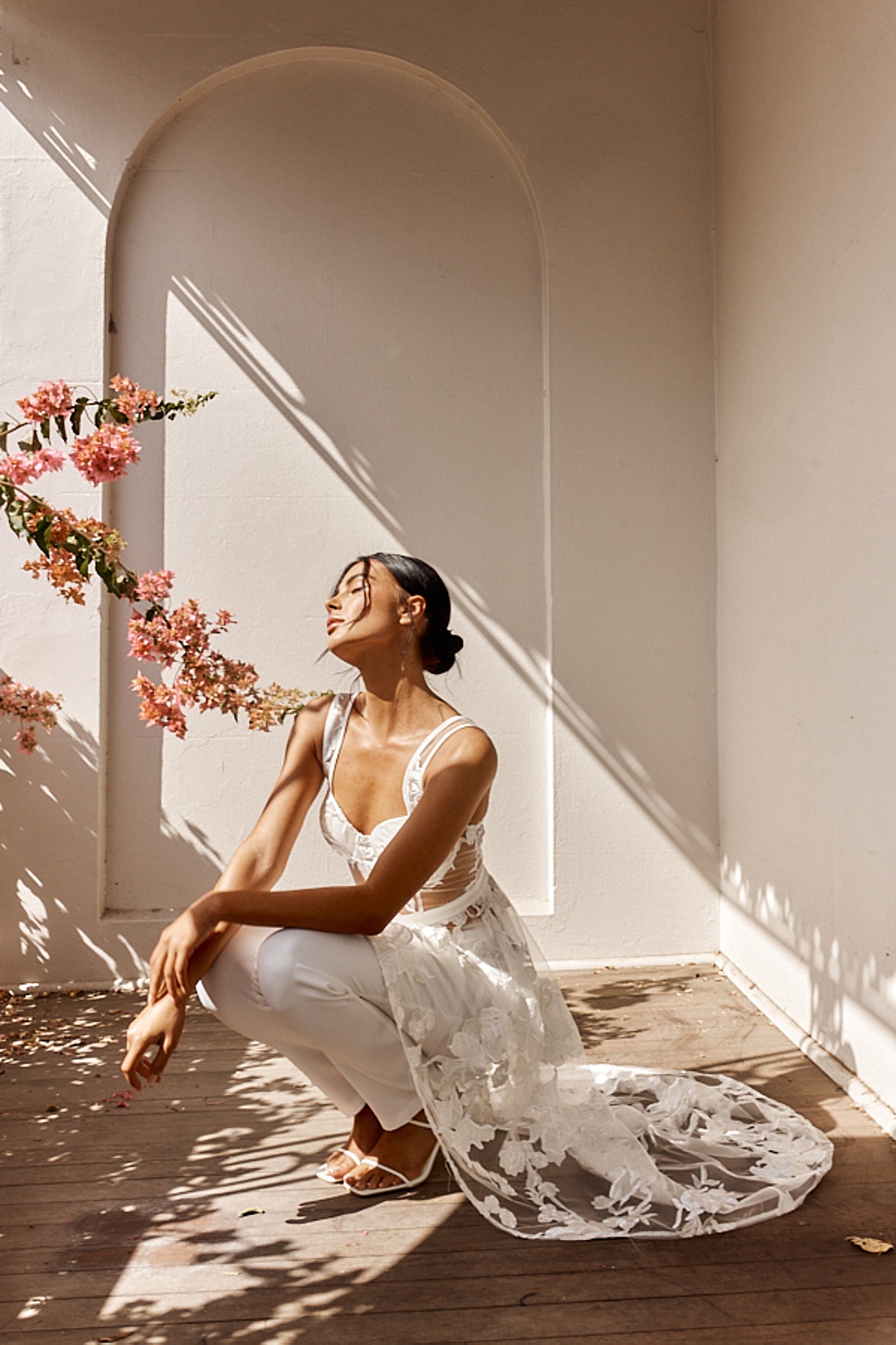 Moonlight Tango High-Low Mesh Top White by Selfie Leslie Australia