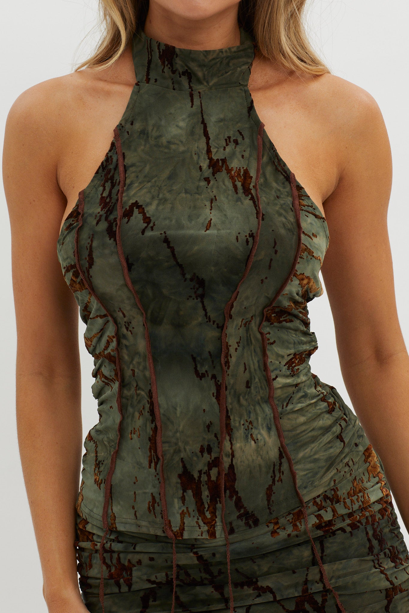 Branson Backless Halter Top Olive by Selfie Leslie Australia