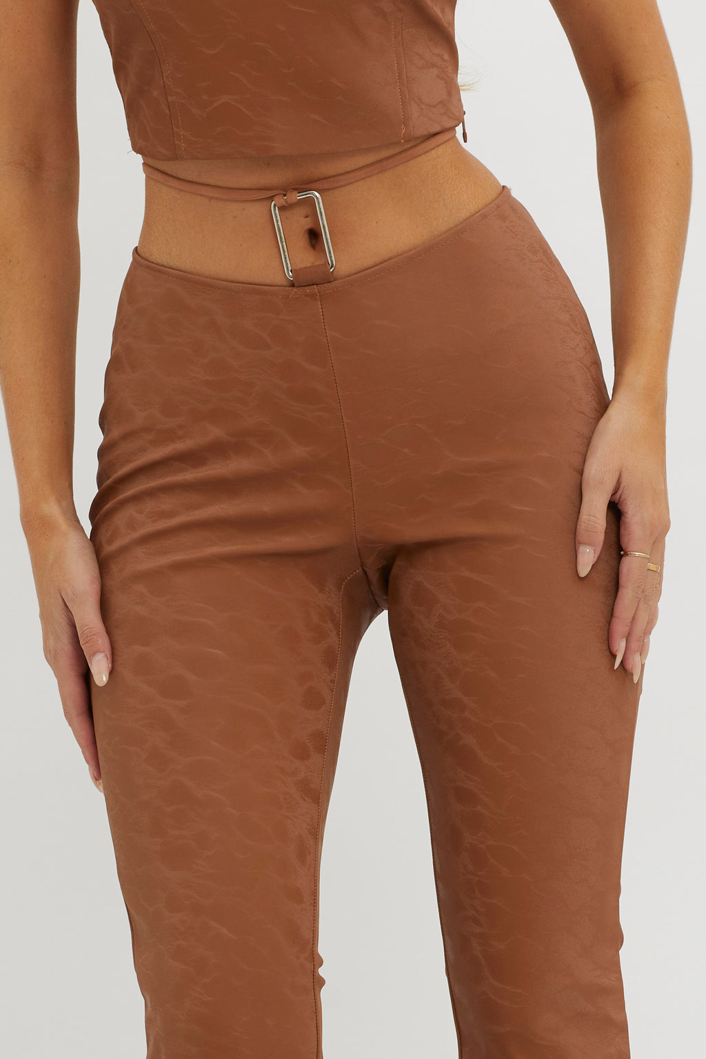She's A Gemini Faux Leather Pants Mud by Selfie Leslie Australia