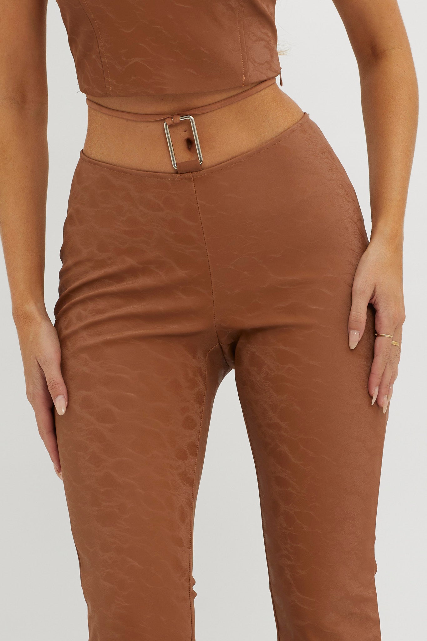 She's A Gemini Faux Leather Pants Mud by Selfie Leslie Australia