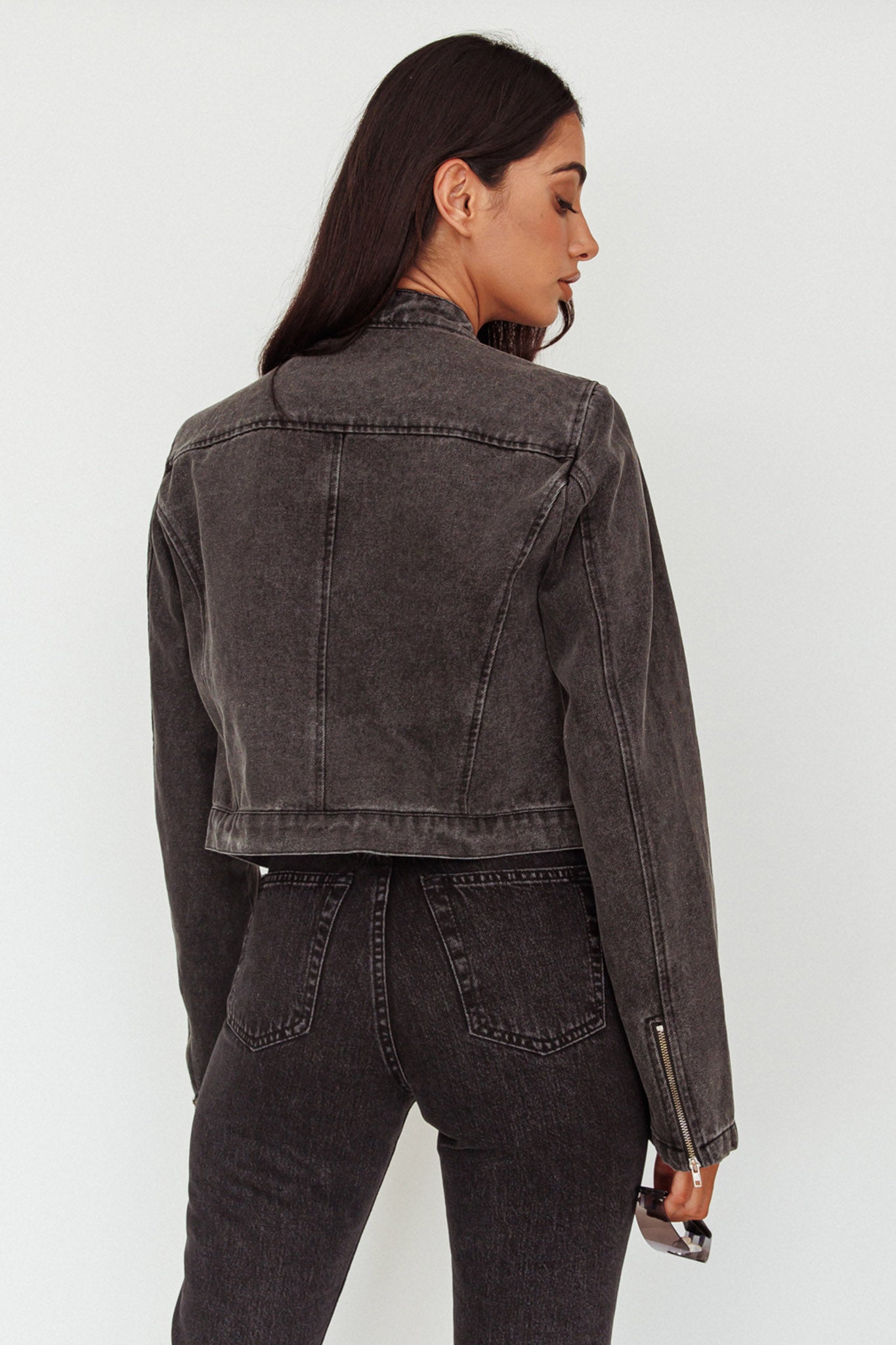 Girona Zipper Jacket Black Denim by Selfie Leslie Australia