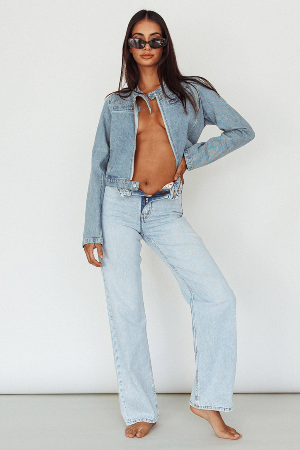 Girona Zipper Jacket Light Denim by Selfie Leslie Australia