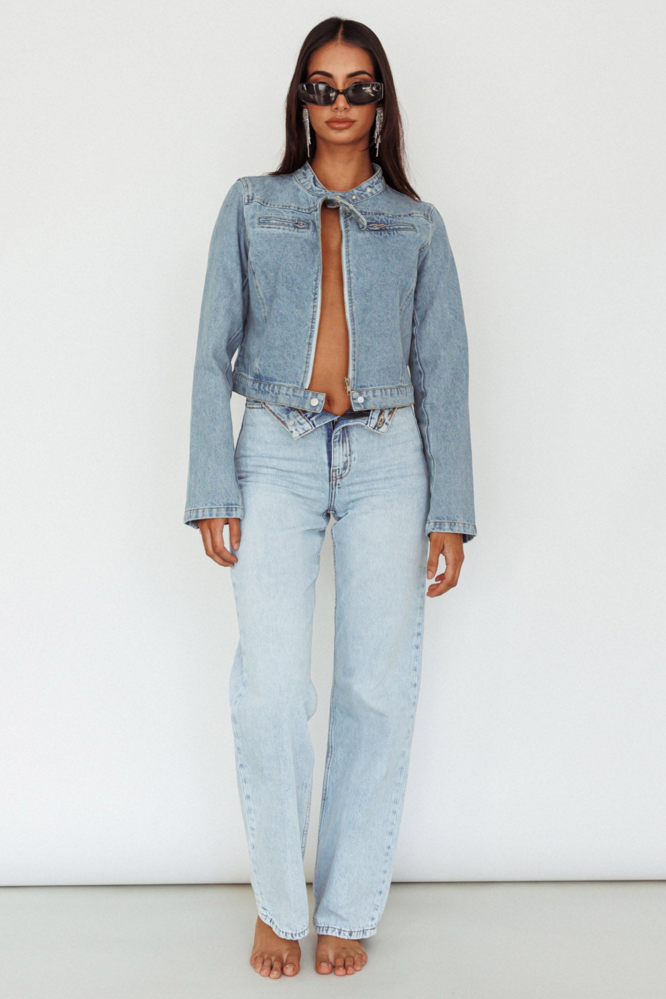 Girona Zipper Jacket Light Denim by Selfie Leslie Australia