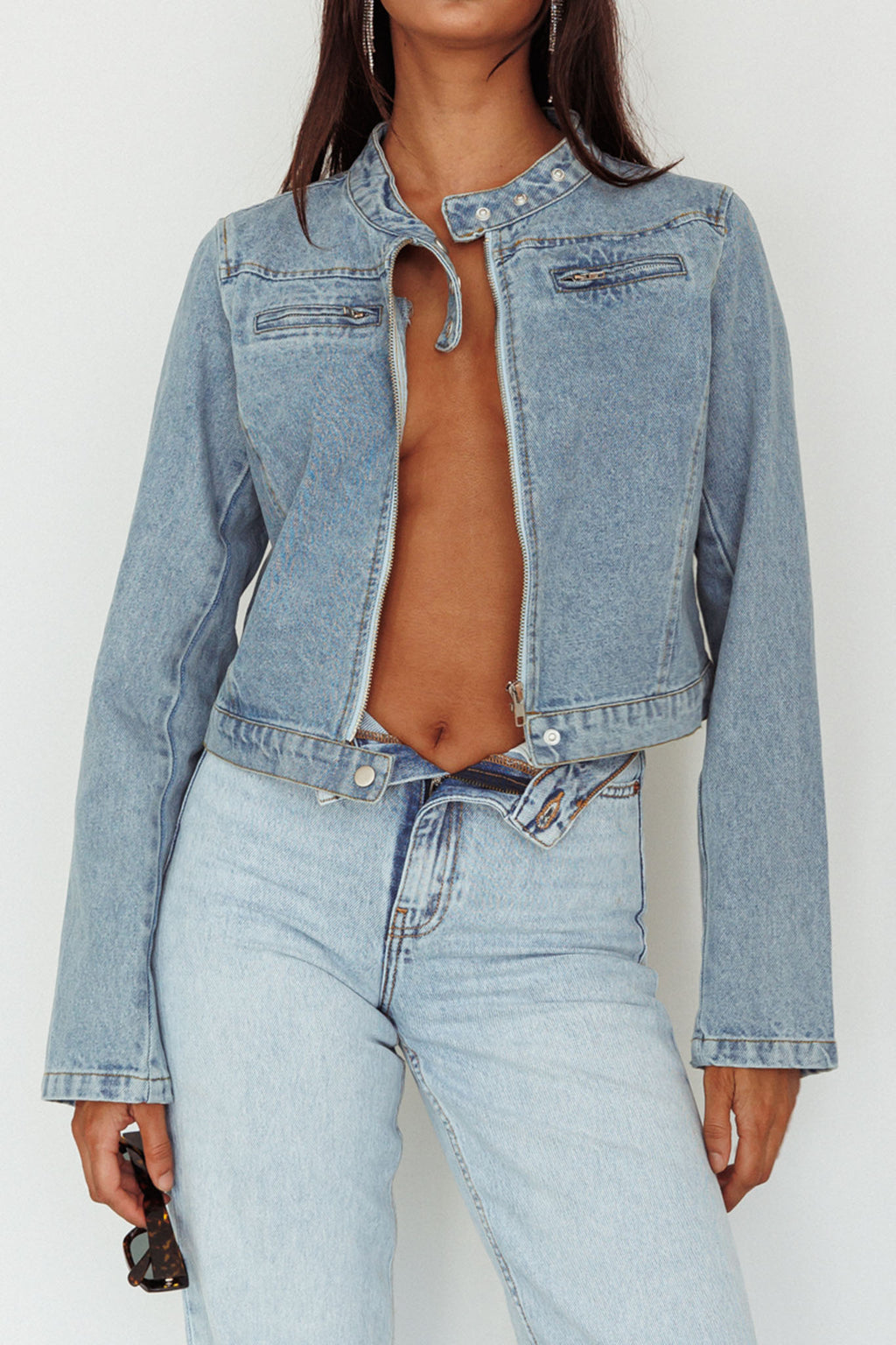 Girona Zipper Jacket Light Denim by Selfie Leslie Australia