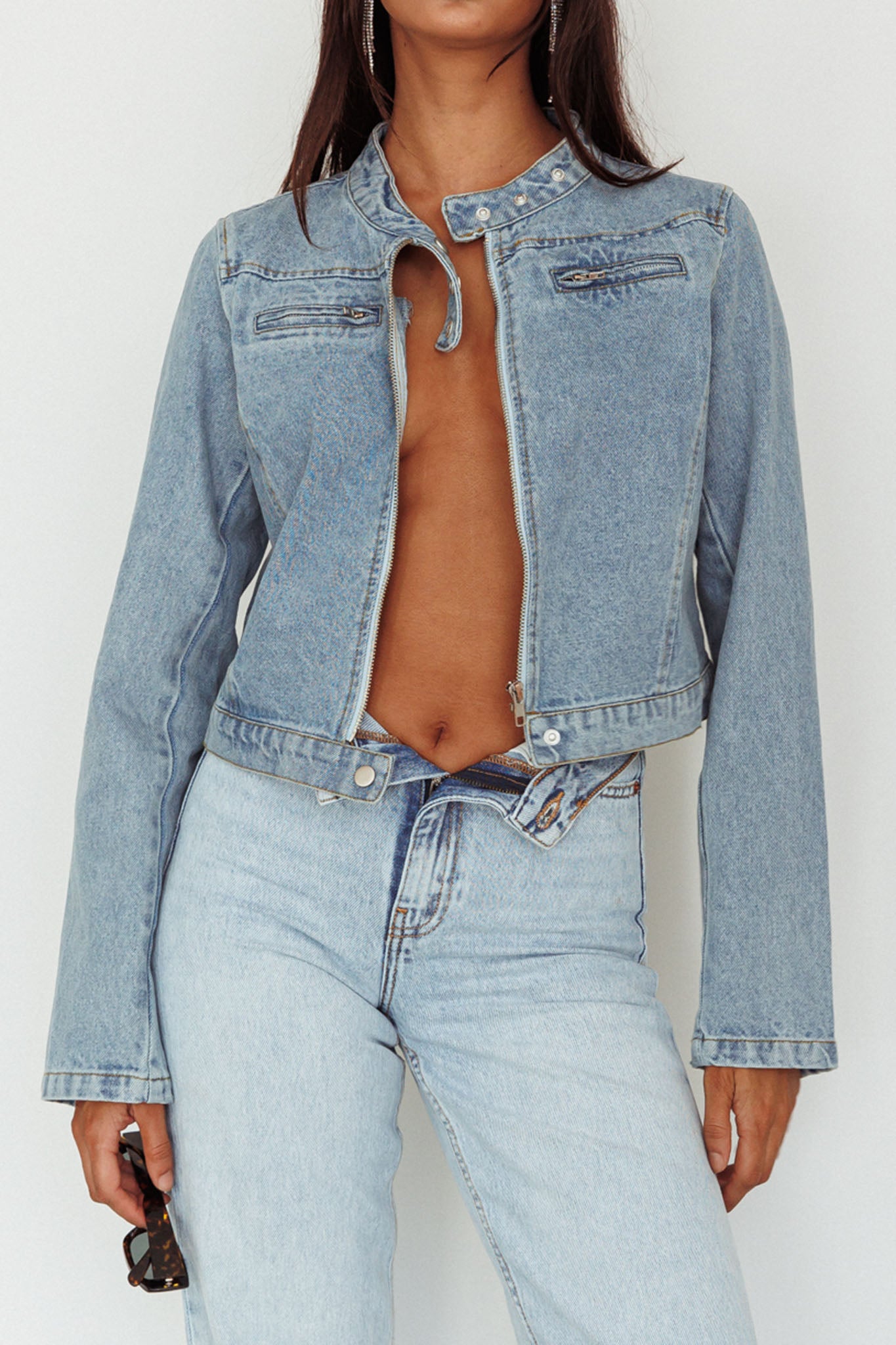 Girona Zipper Jacket Light Denim by Selfie Leslie Australia