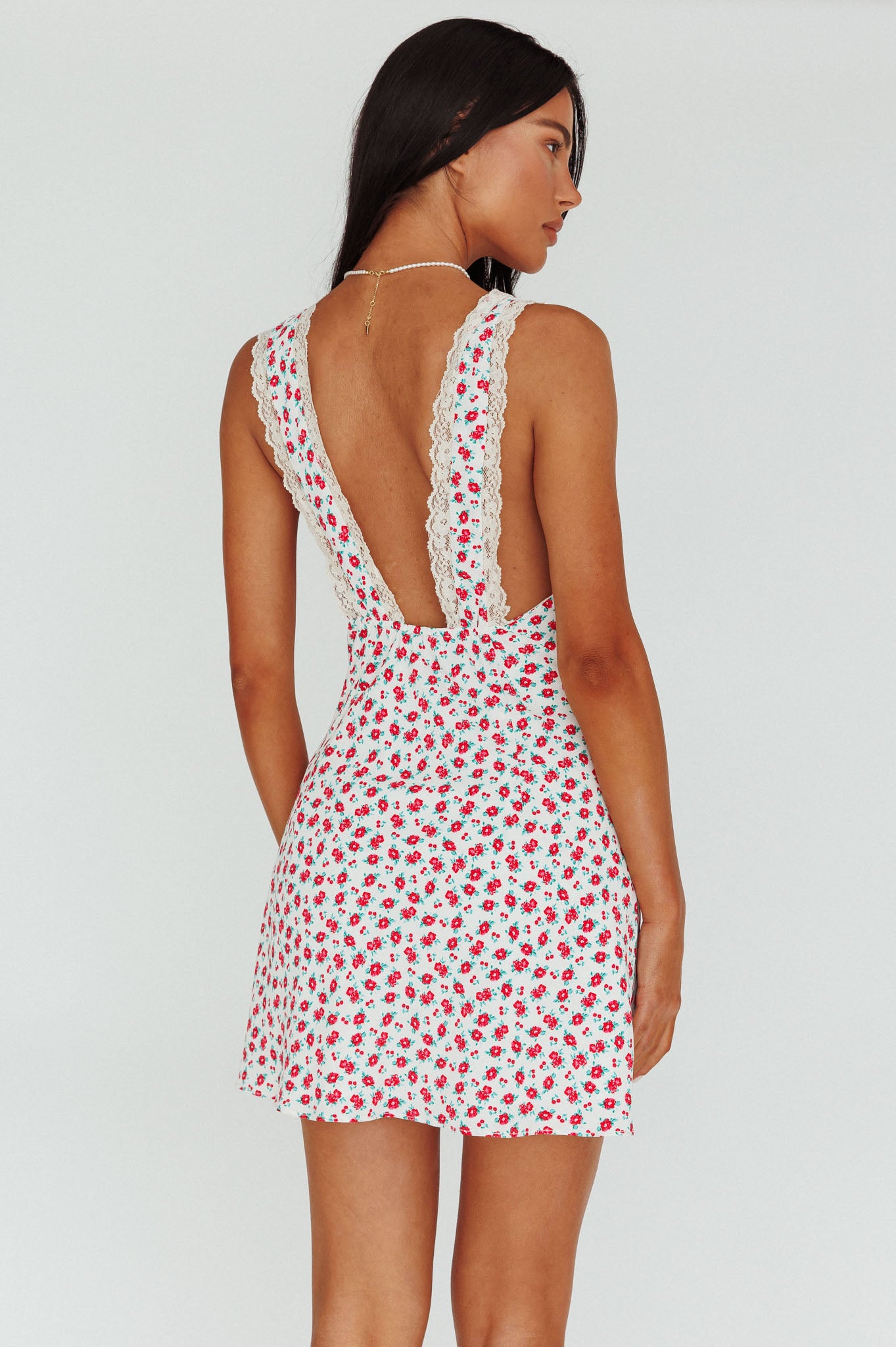 Vigo Lace Trim Sundress Floral White by Selfie Leslie Australia