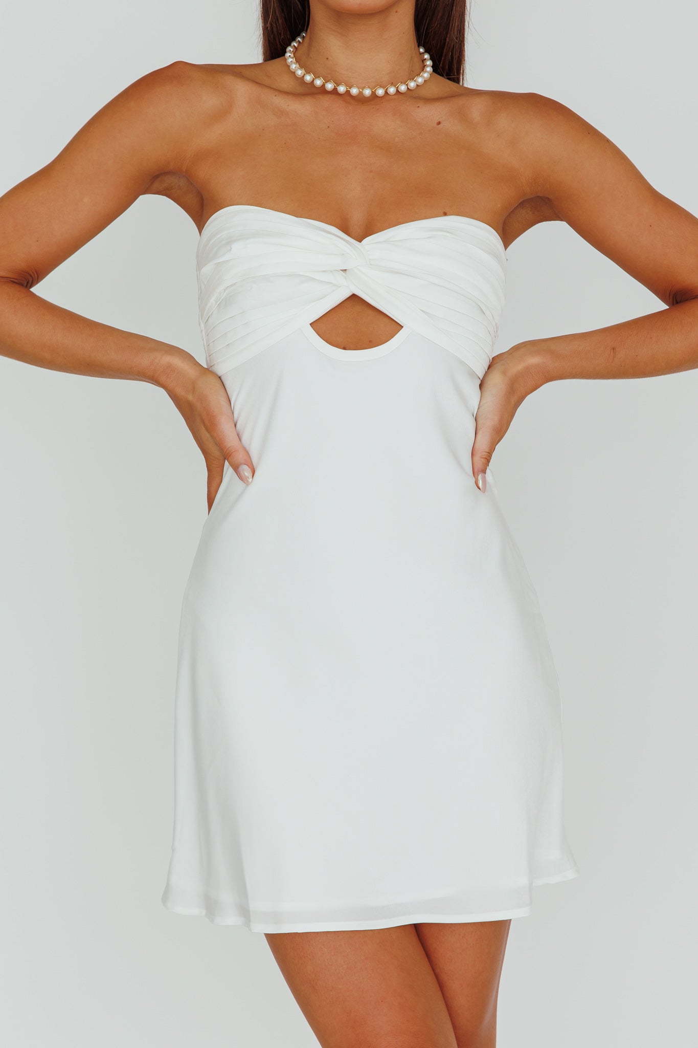 Firefly Twist Bust Mini Dress White by Selfie Leslie Australia