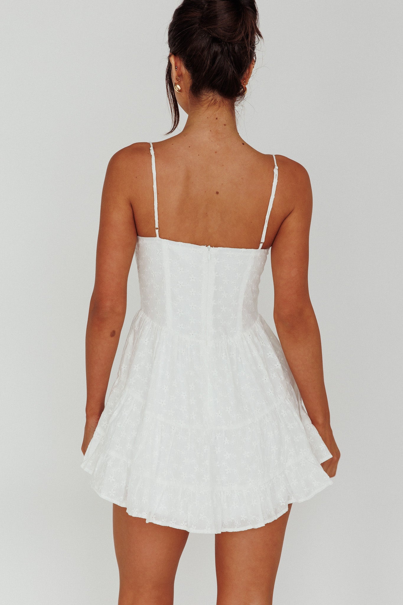 Summer In Sicily Hook & Eye Mini Dress White by Selfie Leslie Australia