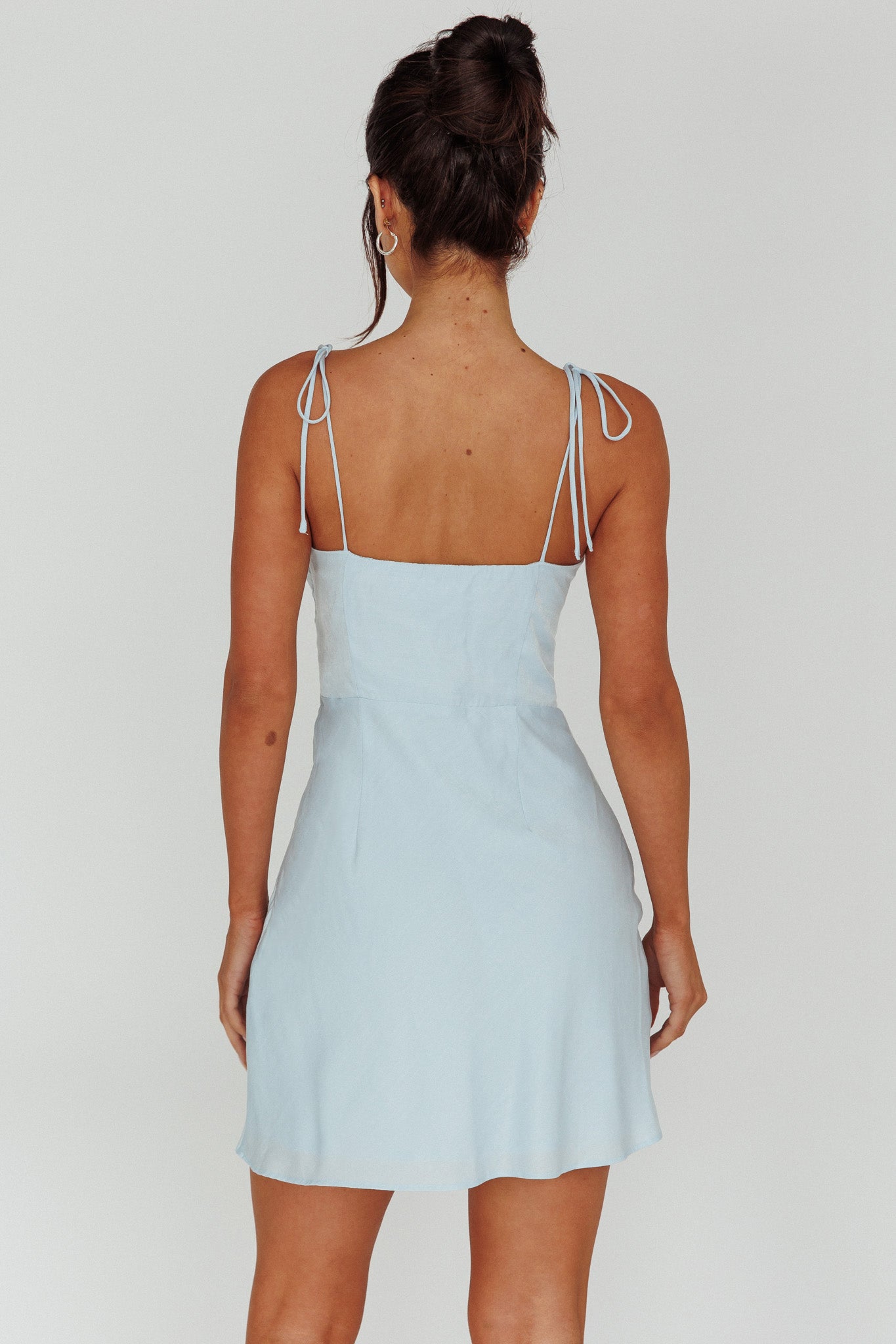 Heavenly Feels Tied Shoulder Mini Dress Chambray by Selfie Leslie Australia