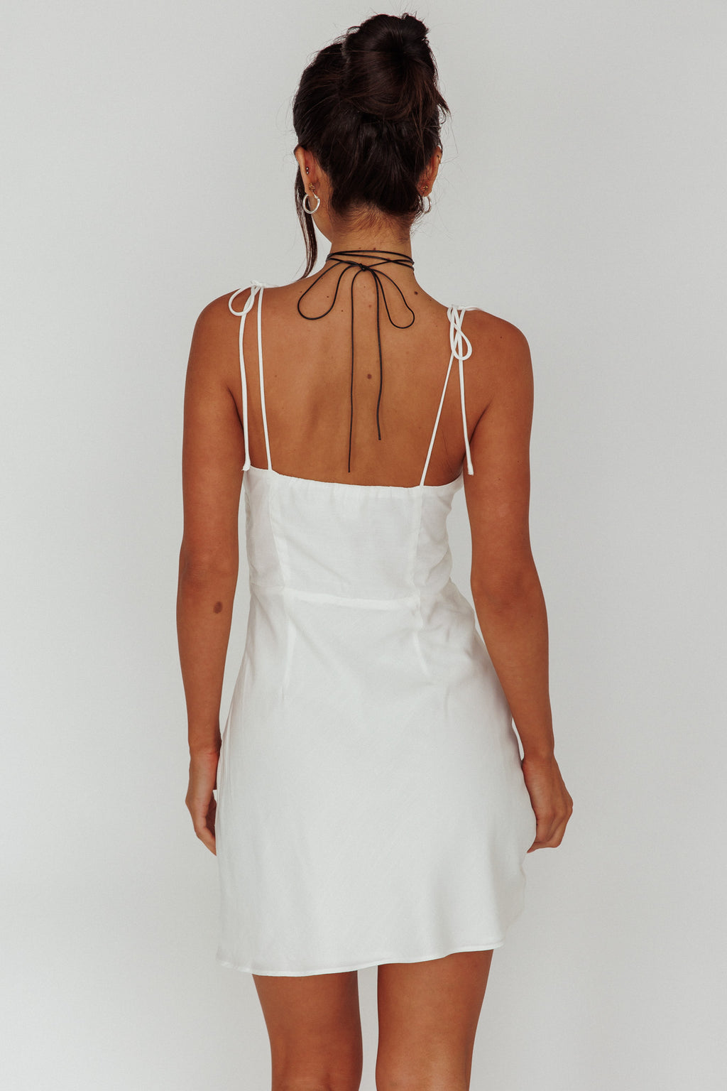 Heavenly Feels Tied Shoulder Mini Dress White by Selfie Leslie Australia