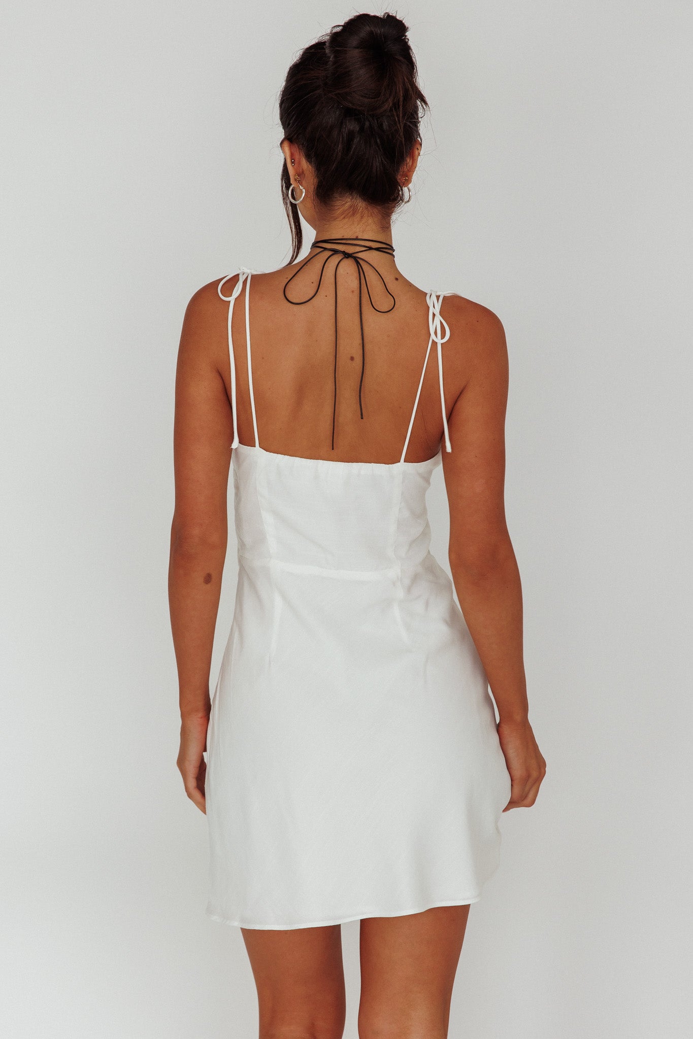 Heavenly Feels Tied Shoulder Mini Dress White by Selfie Leslie Australia