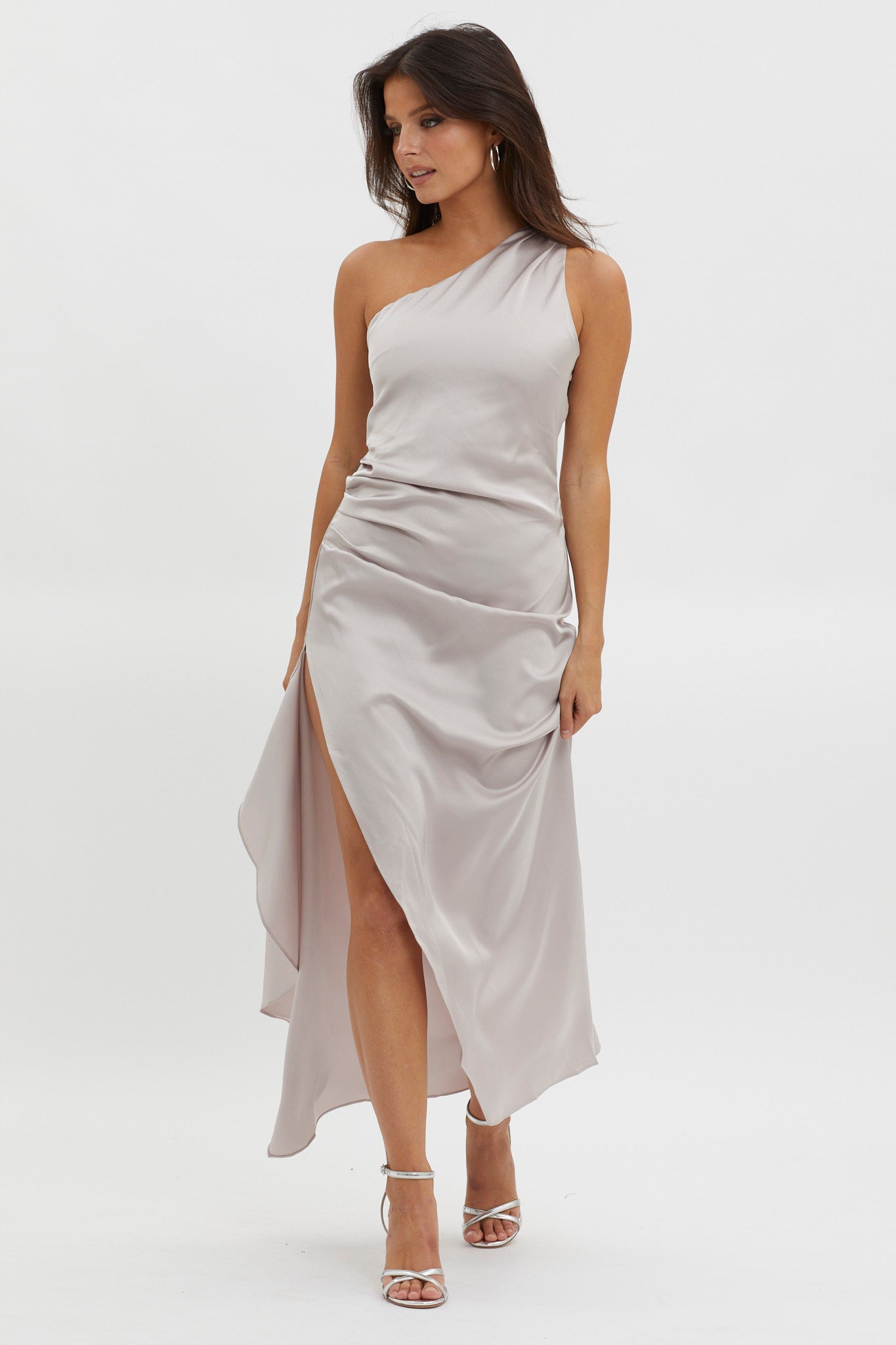 Salut One-Shoulder Midi Dress Prosecco by Selfie Leslie Australia