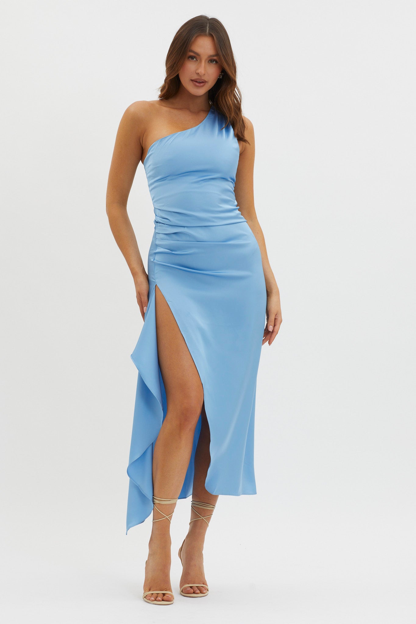Salut One-Shoulder Midi Dress Slate Blue by Selfie Leslie Australia