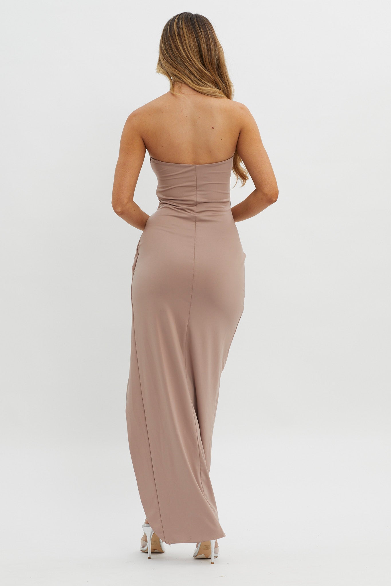 Evette Strapless Split Maxi Dress Tawny by Selfie Leslie Australia