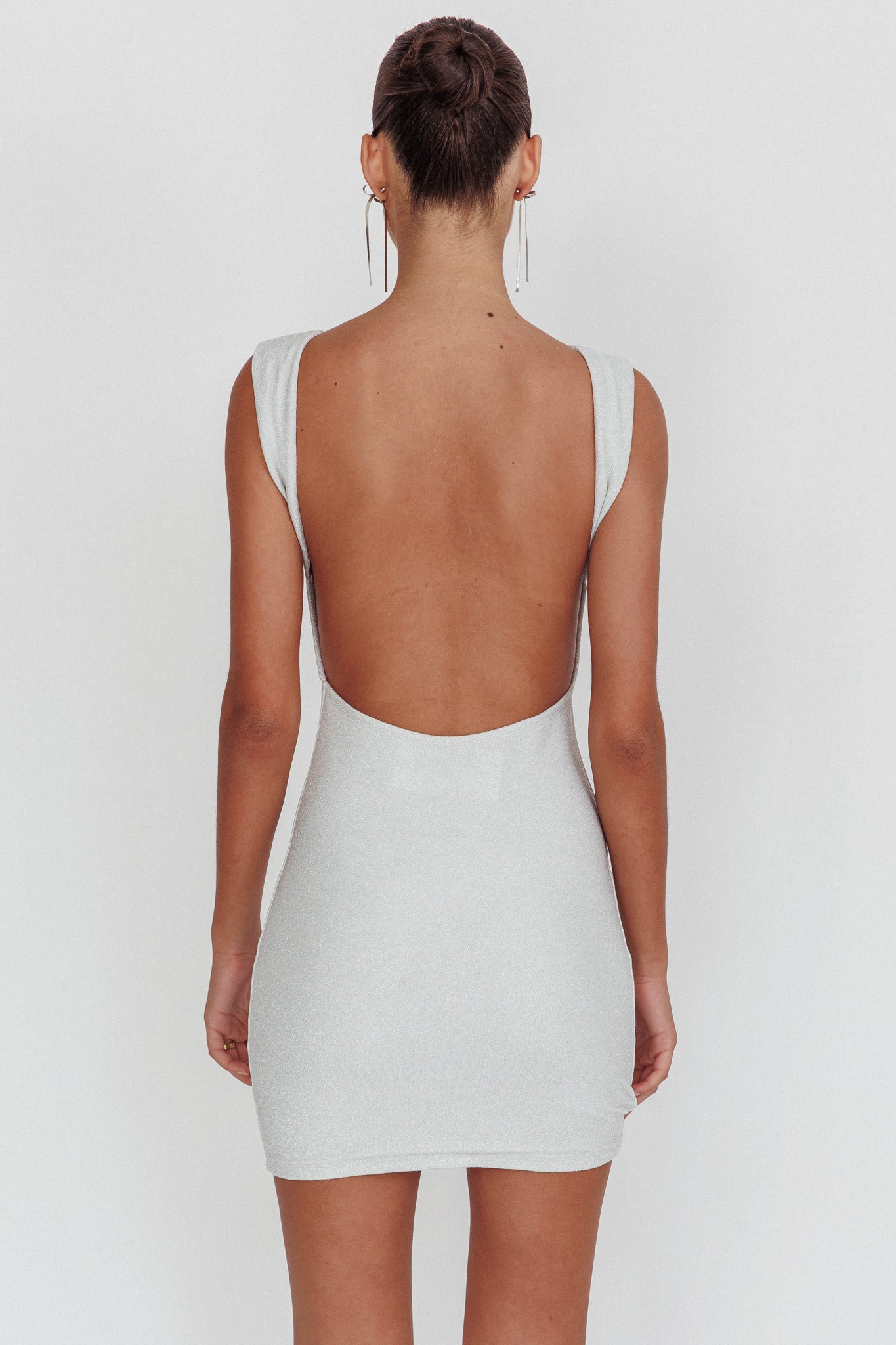 Ayda Backless Mini Dress Silver by Selfie Leslie Australia