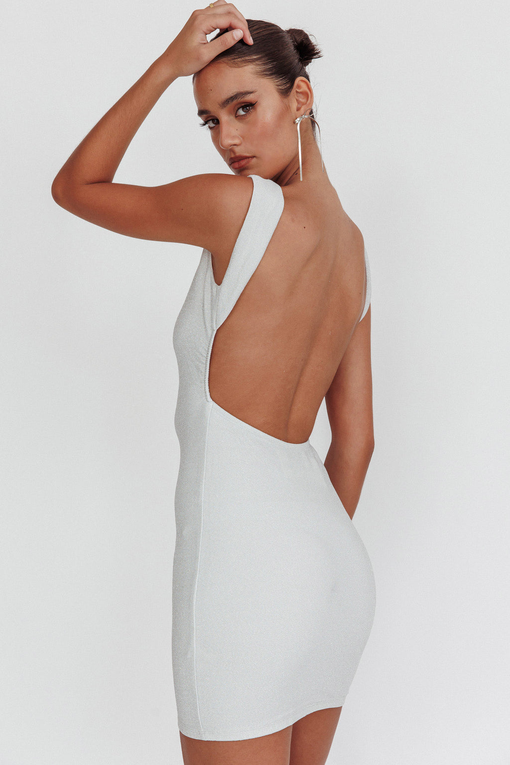 Ayda Backless Mini Dress Silver by Selfie Leslie Australia