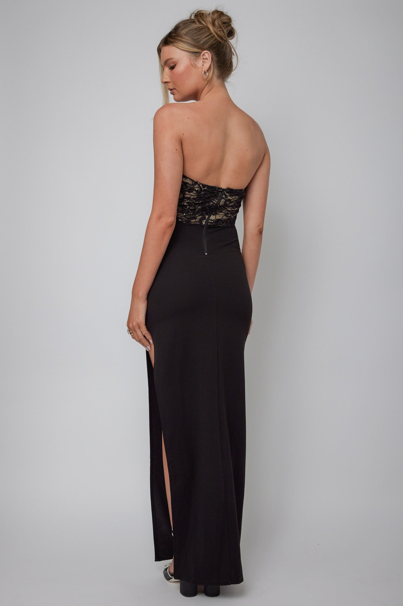 Shop the Maravilla Lace Bodice Maxi Dress Black/Nude