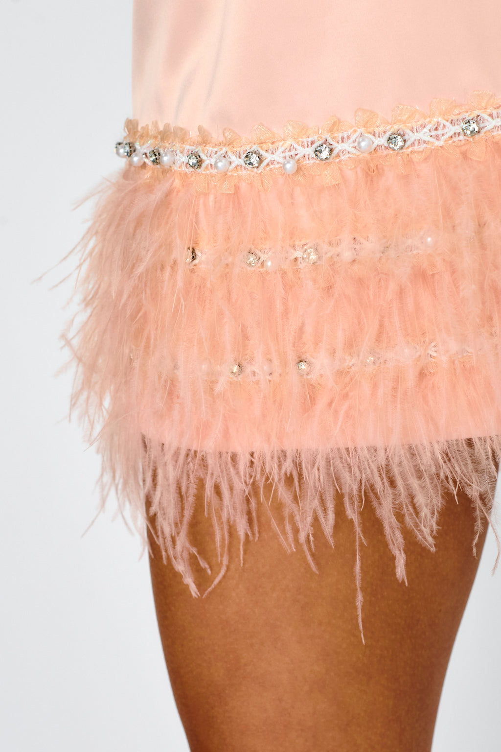 Sashay Feather Trim Mini Skirt Pink by Selfie Leslie Australia