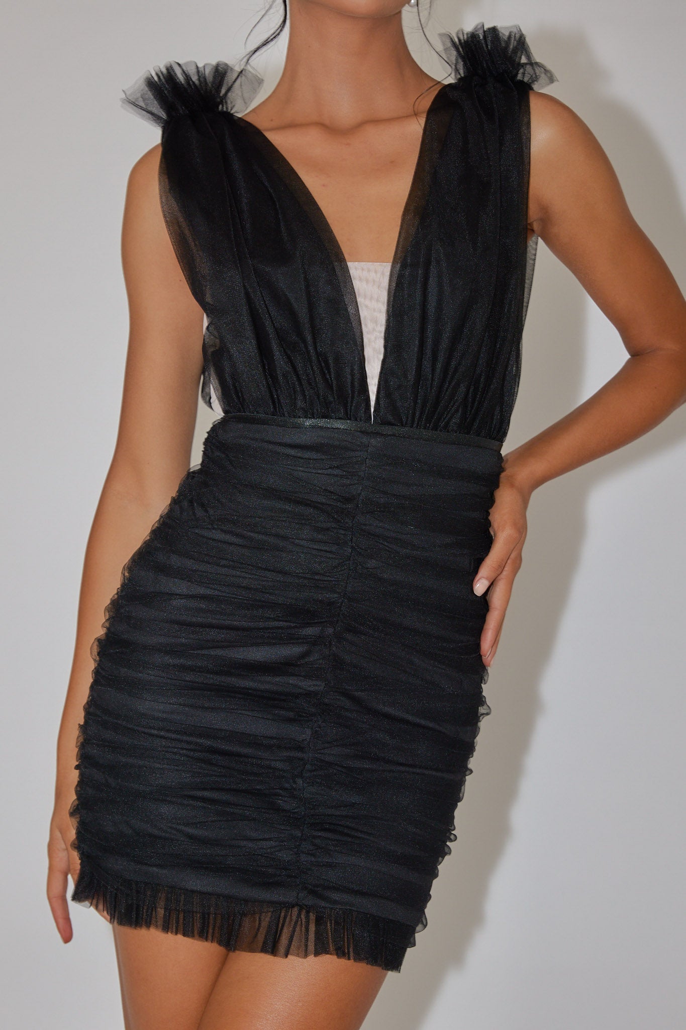 Gwedith Twist Bust Midi Dress Black by Selfie Leslie Australia