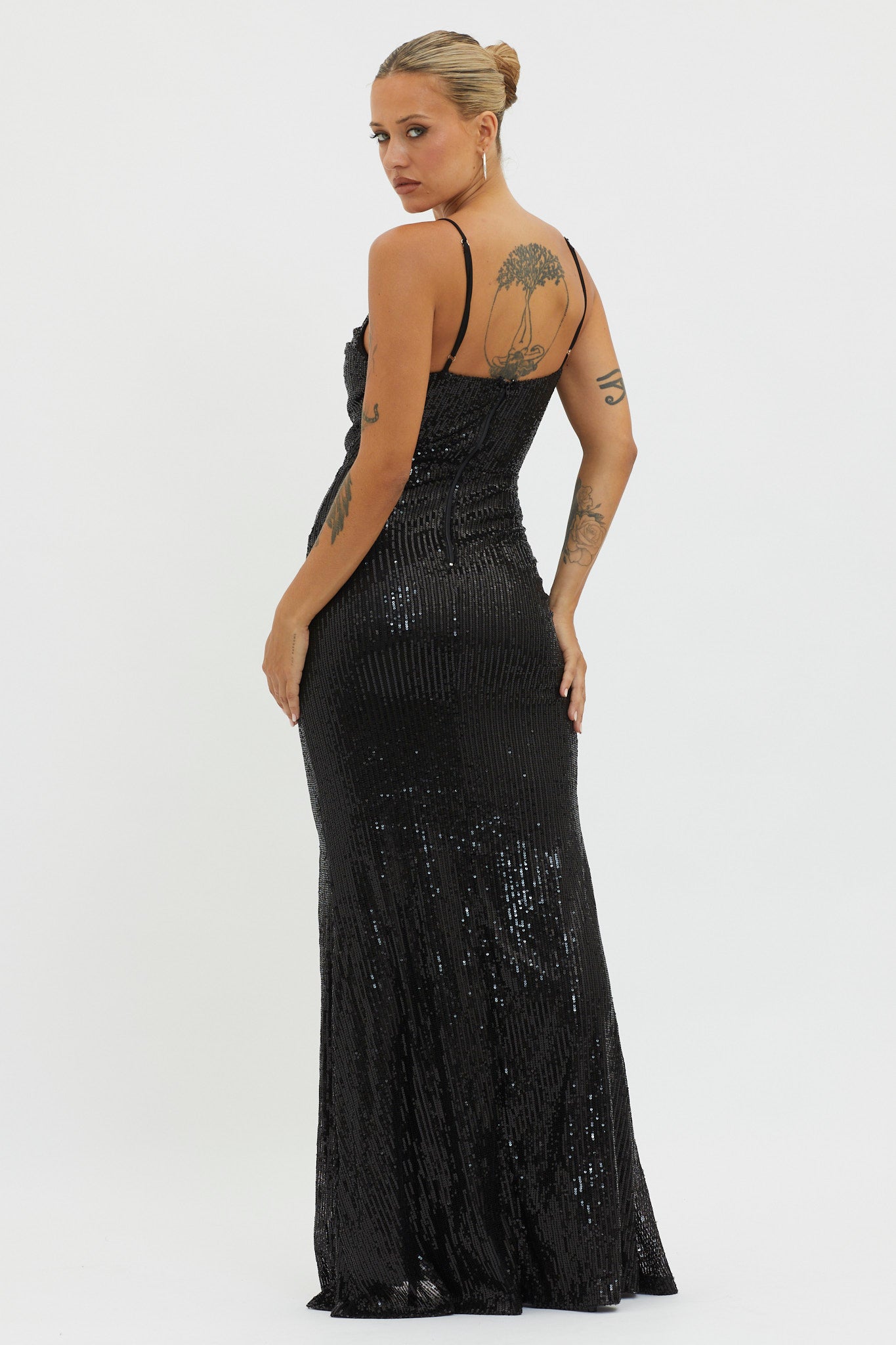 Kerene Spit Sequin Maxi Dress Black by Selfie Leslie Australia