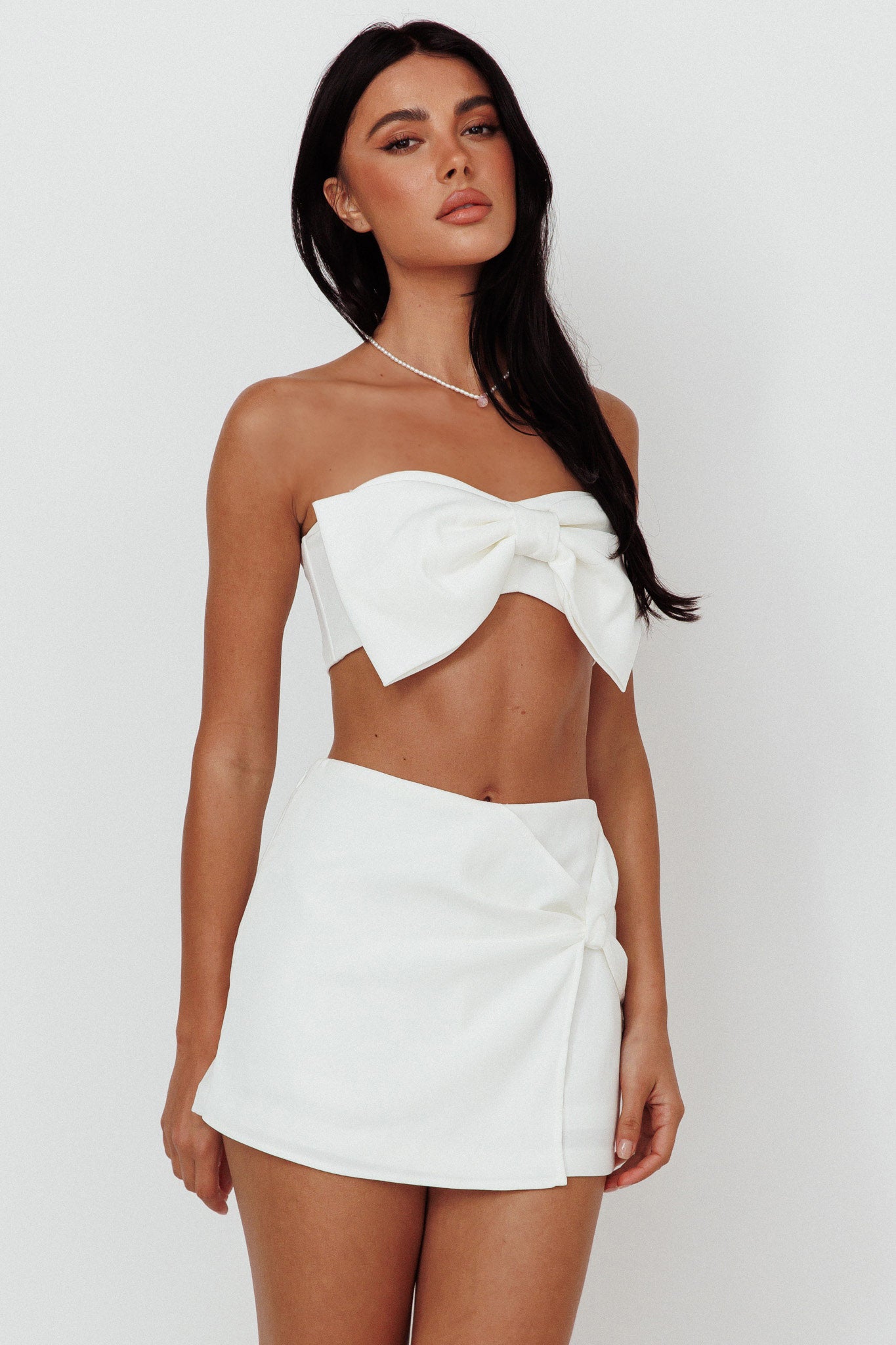 Nigella Twist Accent Skort White by Selfie Leslie Australia