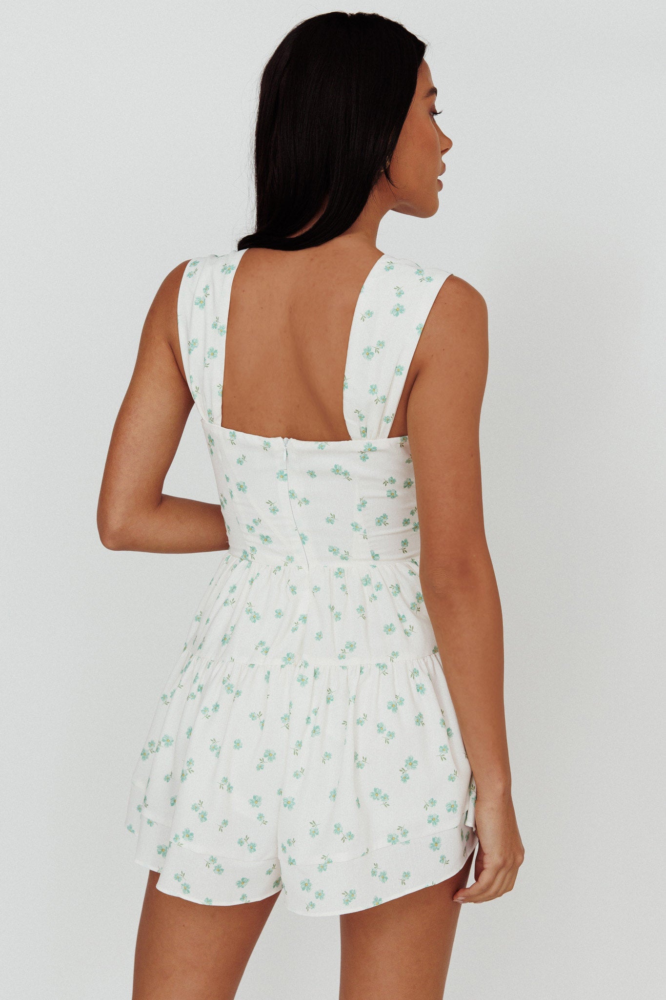 Hiding Place Button Romper Dainty Floral Sage by Selfie Leslie Australia