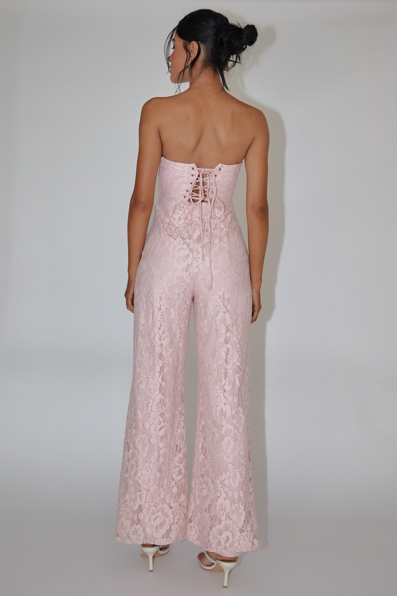 Ankita Strapless Lace Jumpsuit Pink Blush by Selfie Leslie Australia