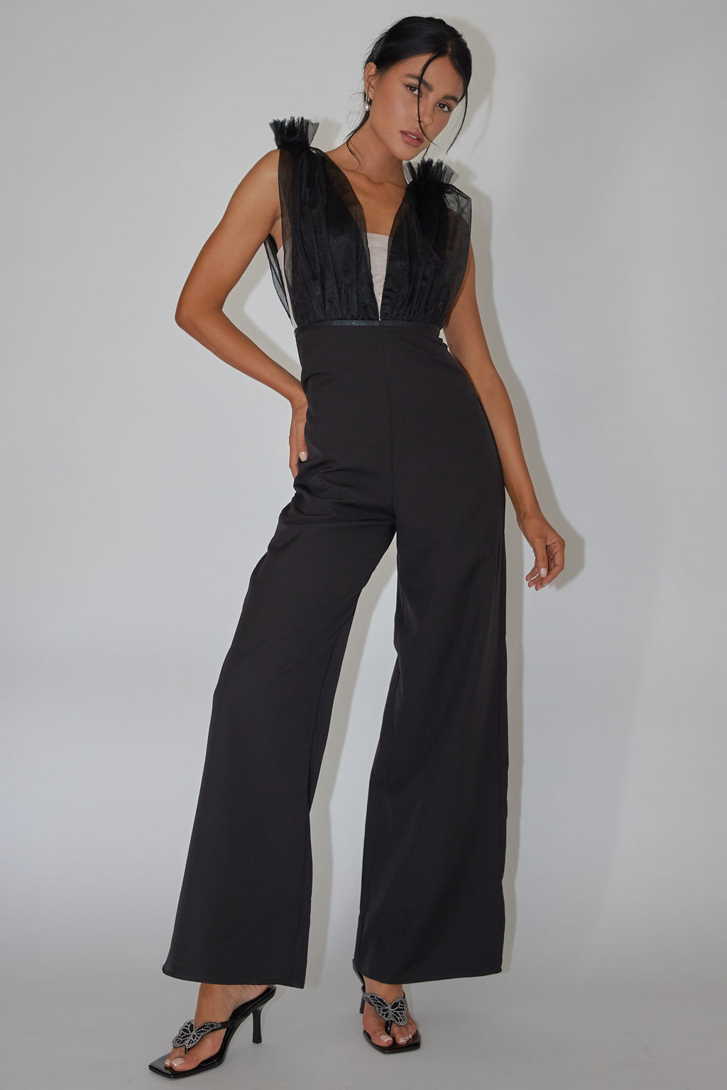 Lovinia Mesh Bodice Jumpsuit Black by Selfie Leslie Australia