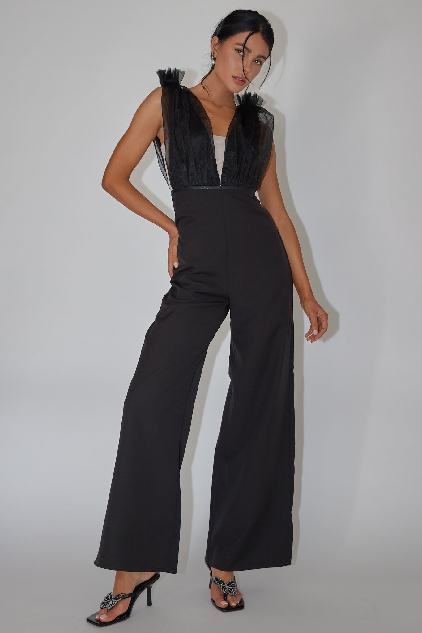Lovinia Mesh Bodice Jumpsuit Black by Selfie Leslie Australia