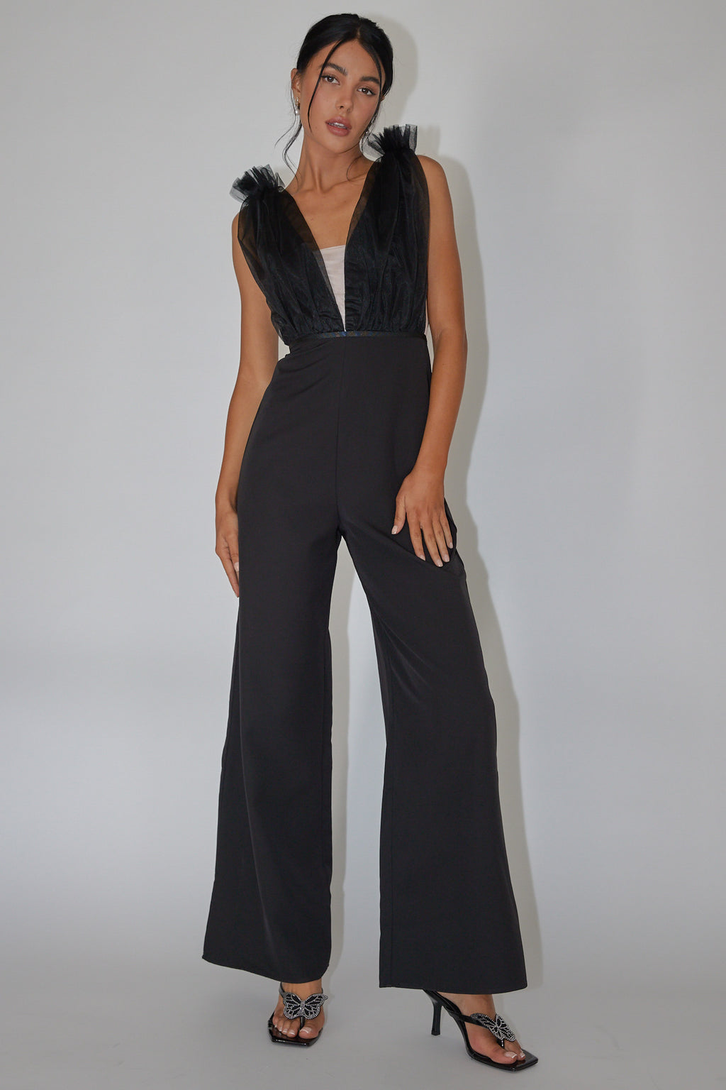 Lovinia Mesh Bodice Jumpsuit Black by Selfie Leslie Australia
