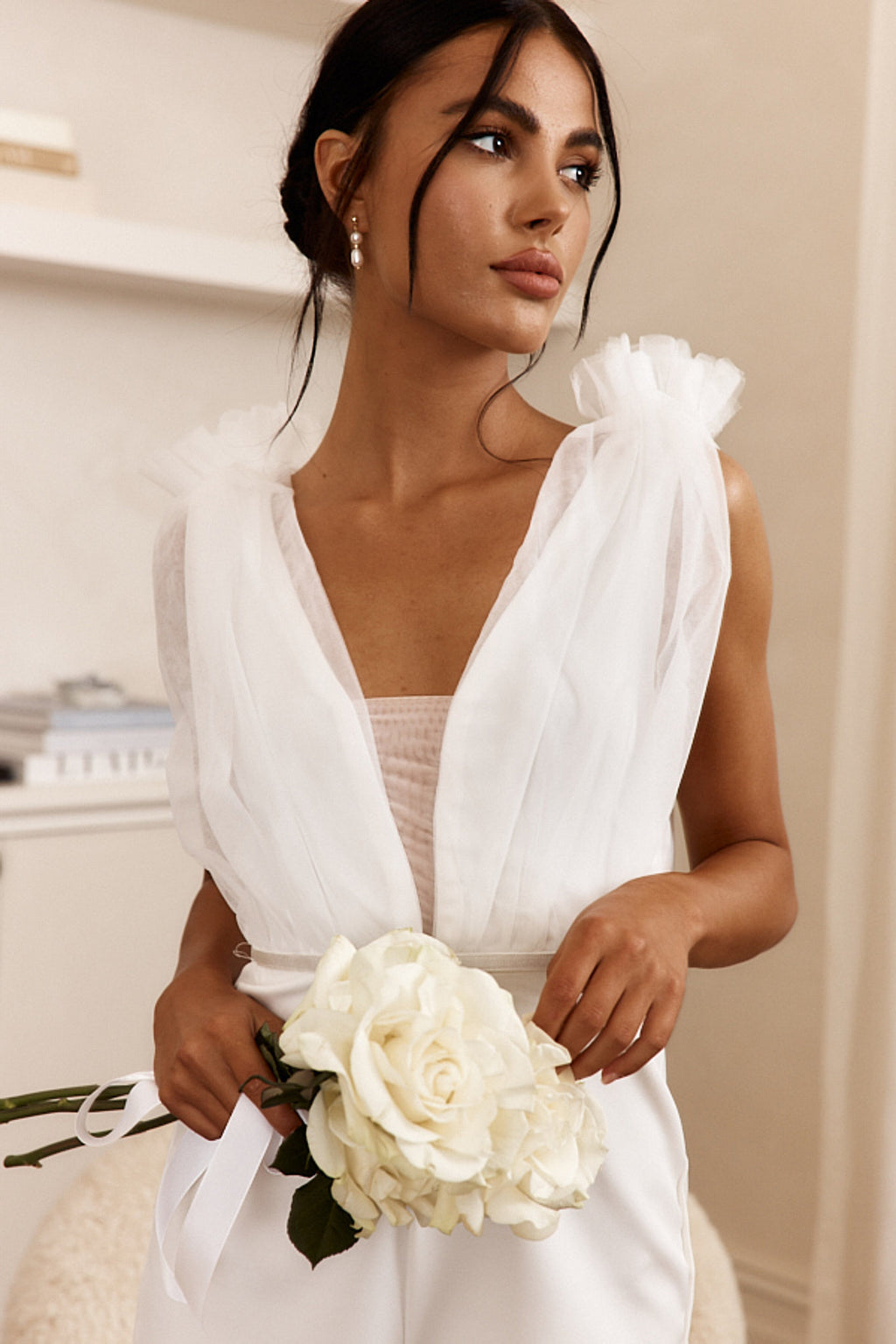 Lovinia Mesh Bodice Jumpsuit White by Selfie Leslie Australia