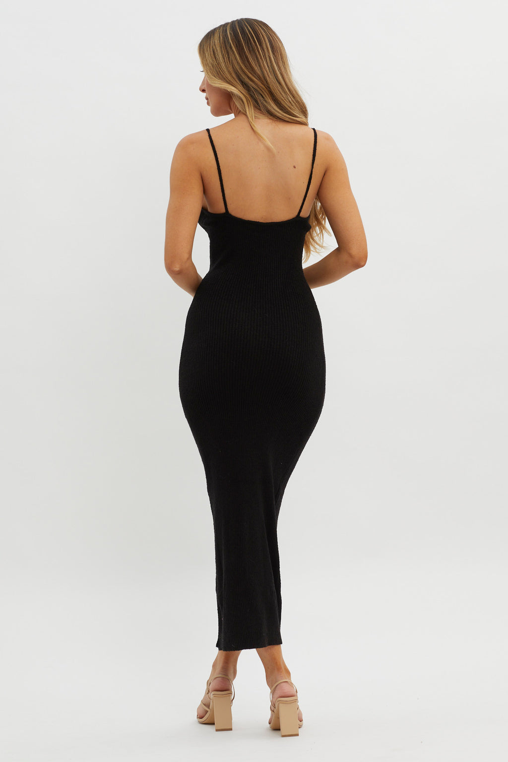 Sai Ribbed Knit Midi Dress Black by Selfie Leslie Australia
