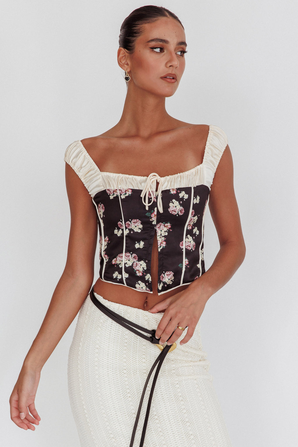 Neck Drawstring Take A Chance Drawstring Neckline Top Black | Selfie Leslie Australia