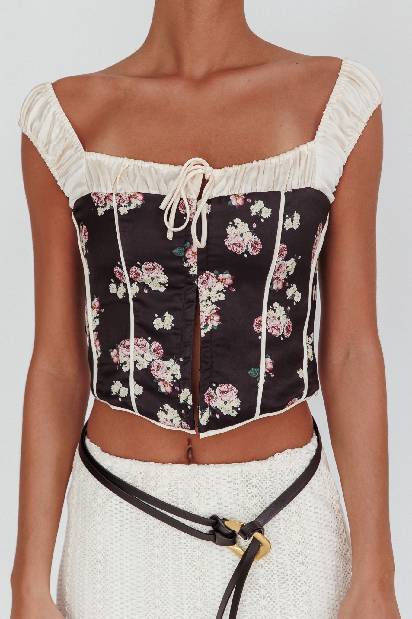 Take A Chance Drawstring Neckline Top Black by Selfie Leslie Australia
