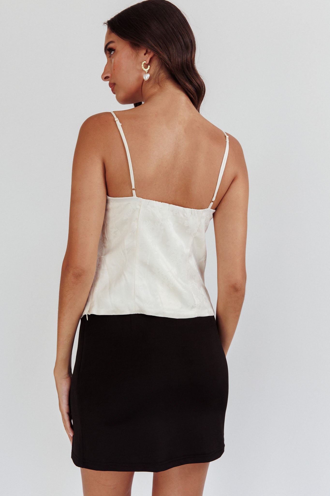 Justina Lace-Up Front Top Ivory by Selfie Leslie Australia