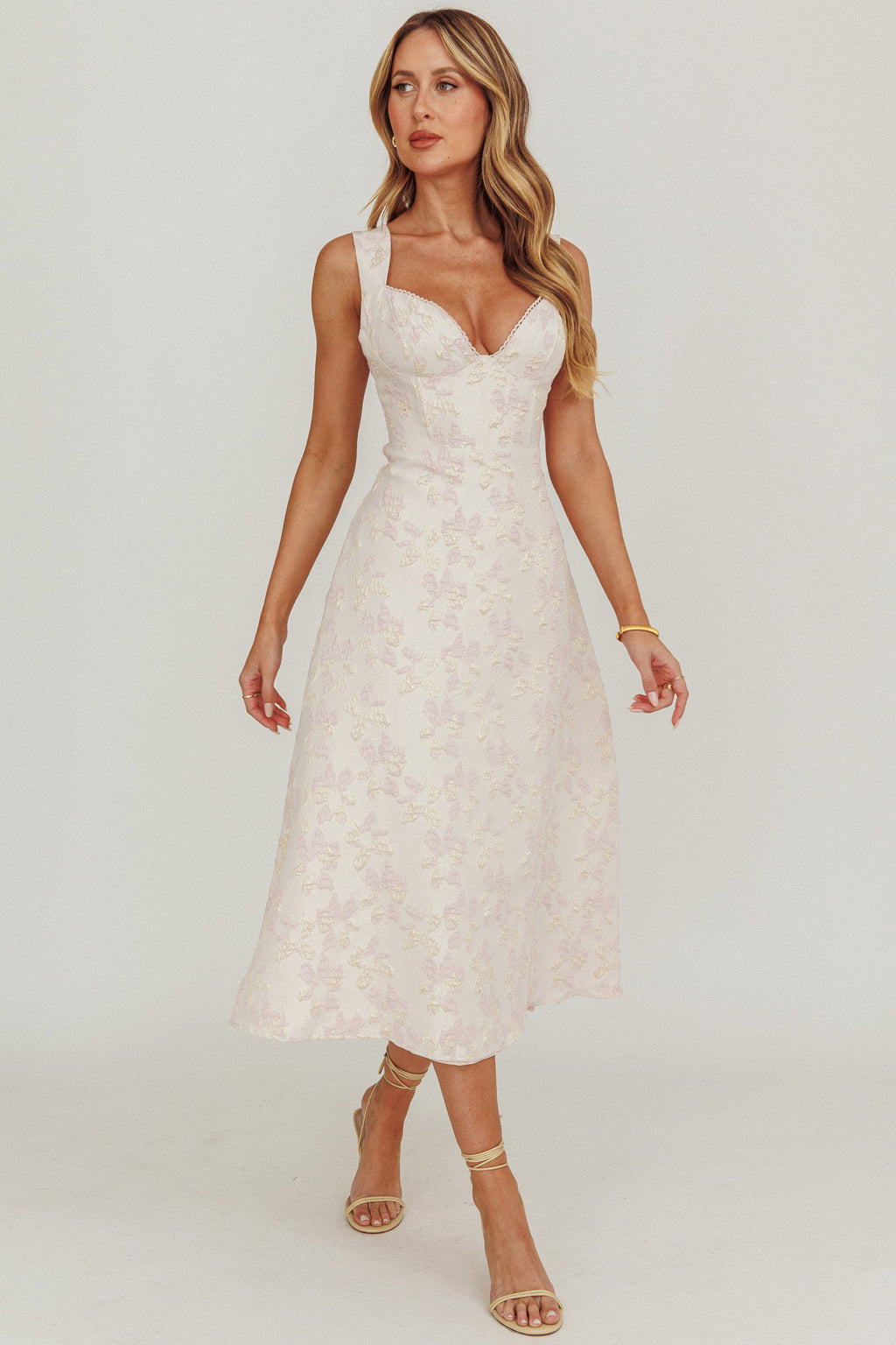 Dream Dust Lace Up Back A-Line Midi Dress by Selfie Leslie Australia