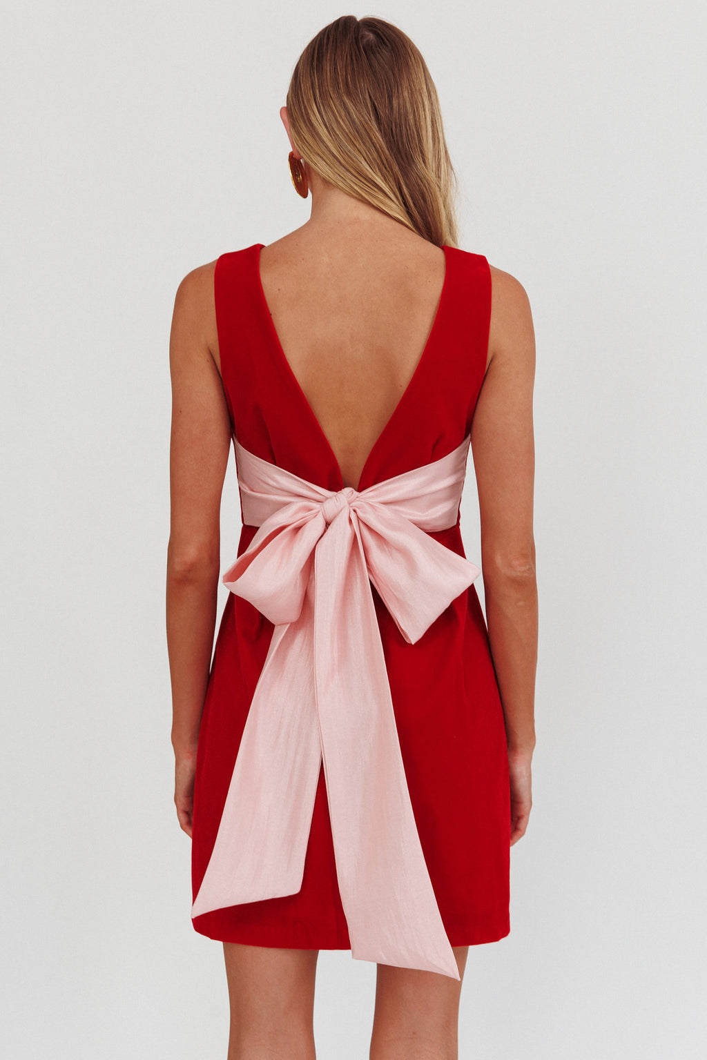 Unrequited Bow Back Mini Dress Red/Pink by Selfie Leslie Australia
