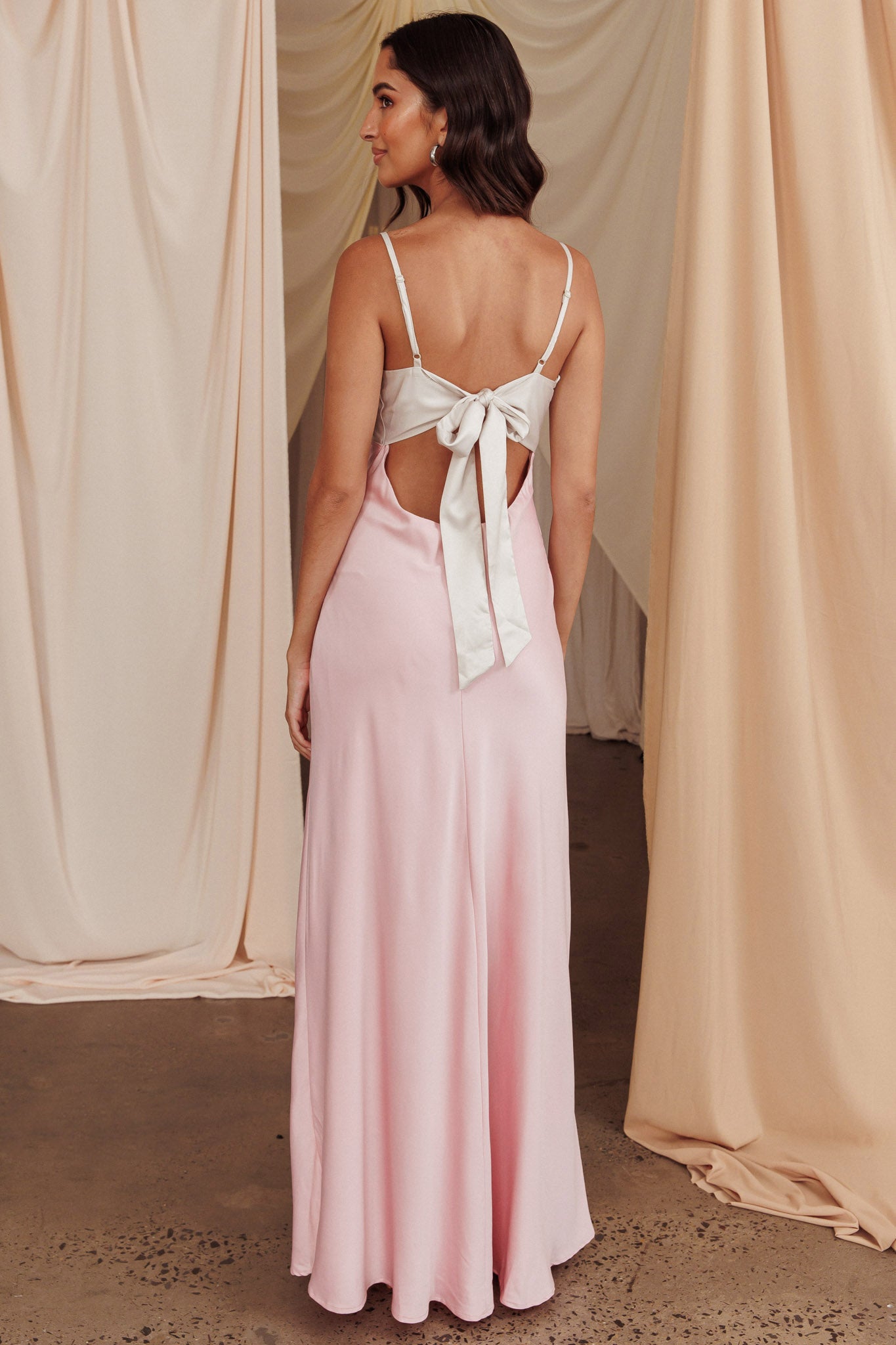 Bayleigh Low Bow Tie Back Dress Pink | Selfie Leslie Australia