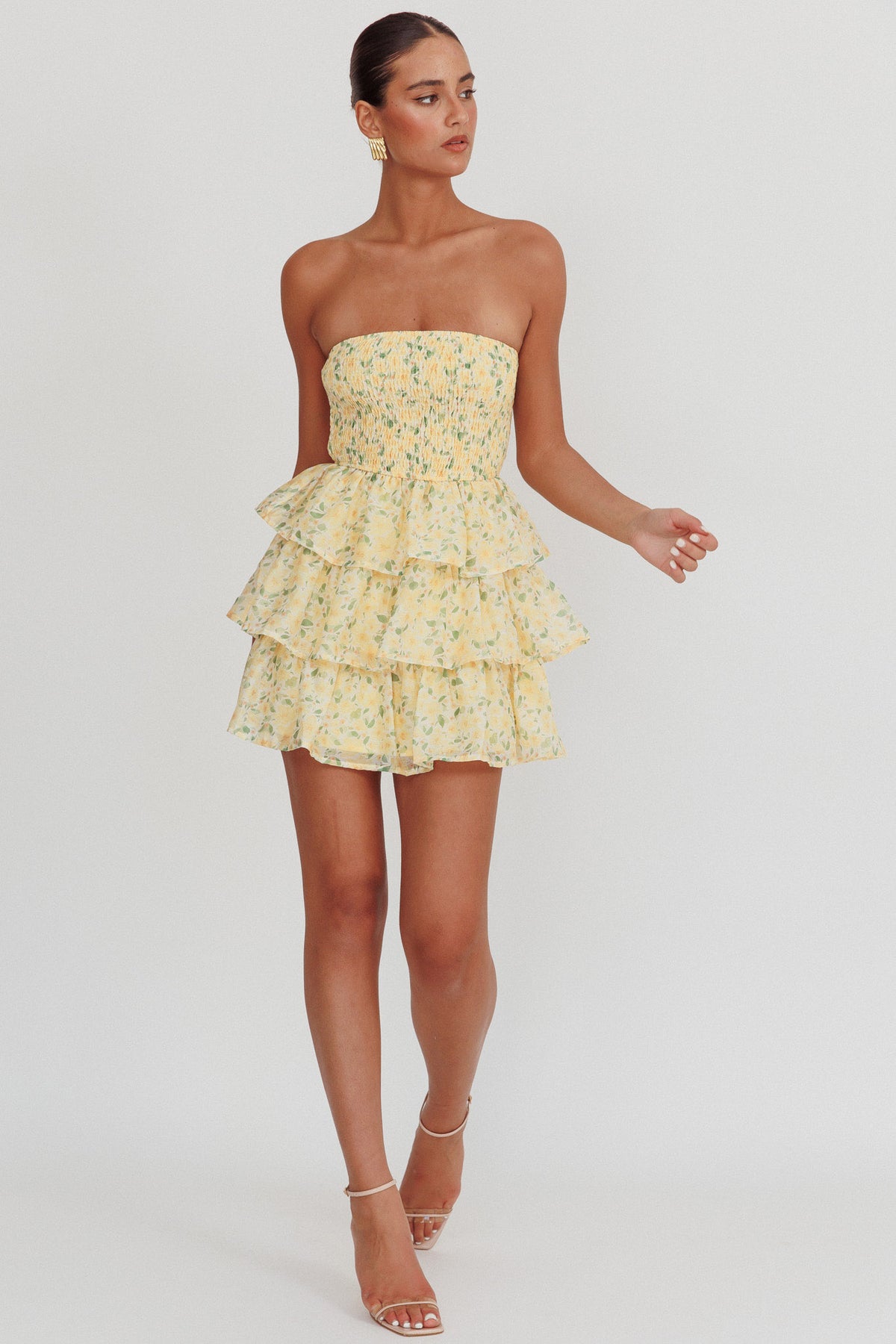 mini yellow ruffle dress Like Angels Shirred Bodice Material:Without Beading Please refer to our V Neck Short Green Mother Of Pearl Furniture
