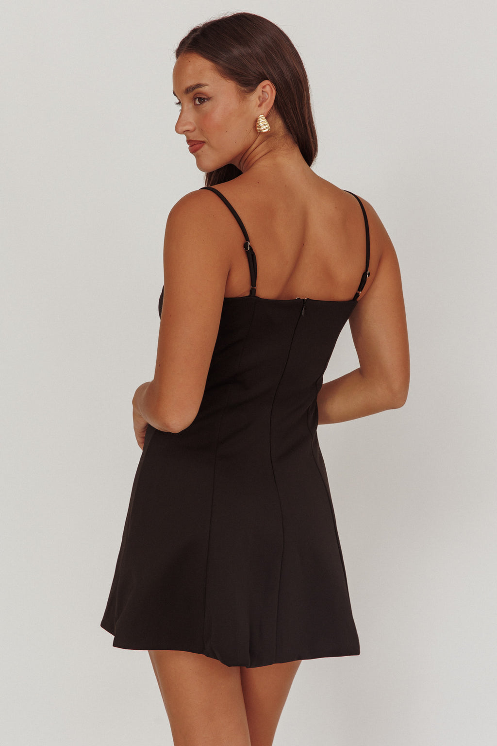 Keiosha Pleated Sweetheart Neckline Mini Dress Black by Selfie Leslie Australia