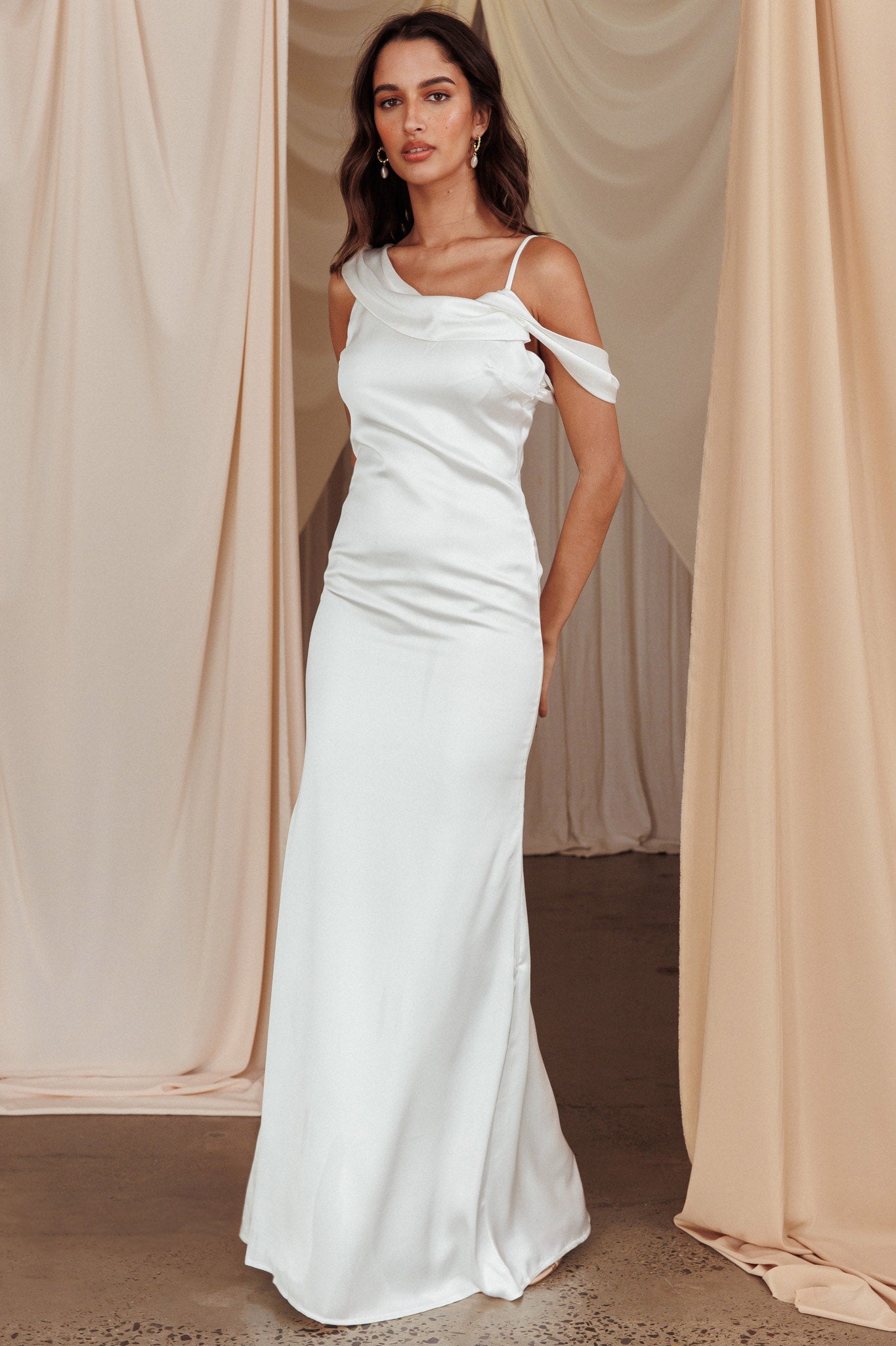 Dawna Draped Sleeve Maxi Dress White by Selfie Leslie Australia