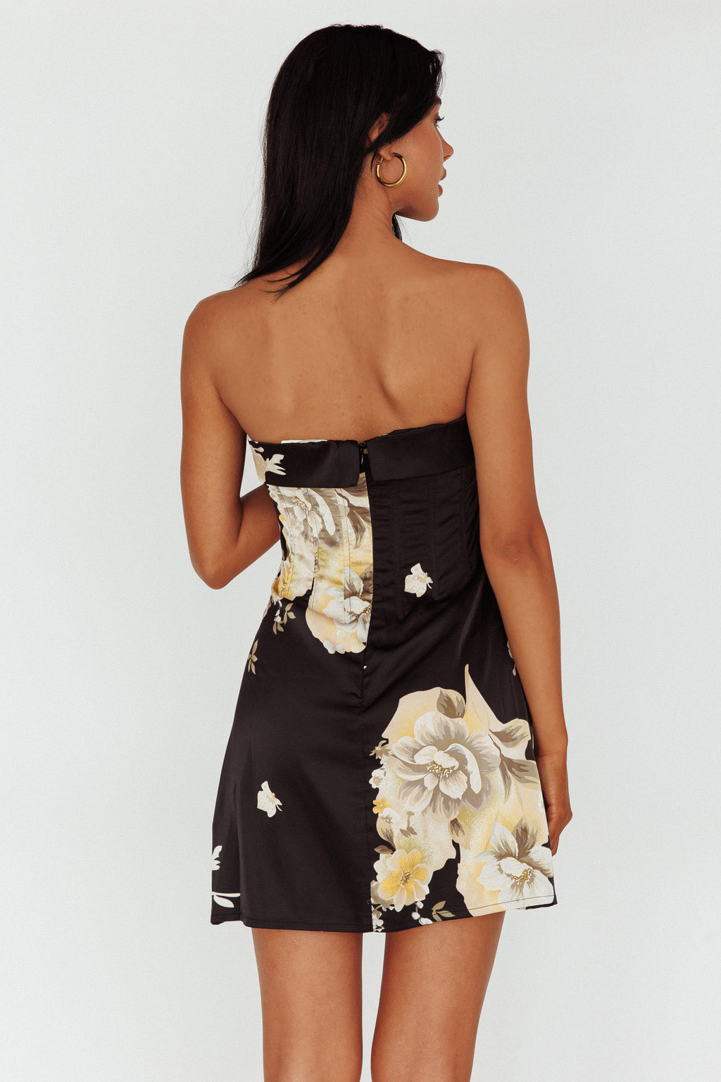 Govana Foldover Neckline Mini Dress Print Black by Selfie Leslie Australia
