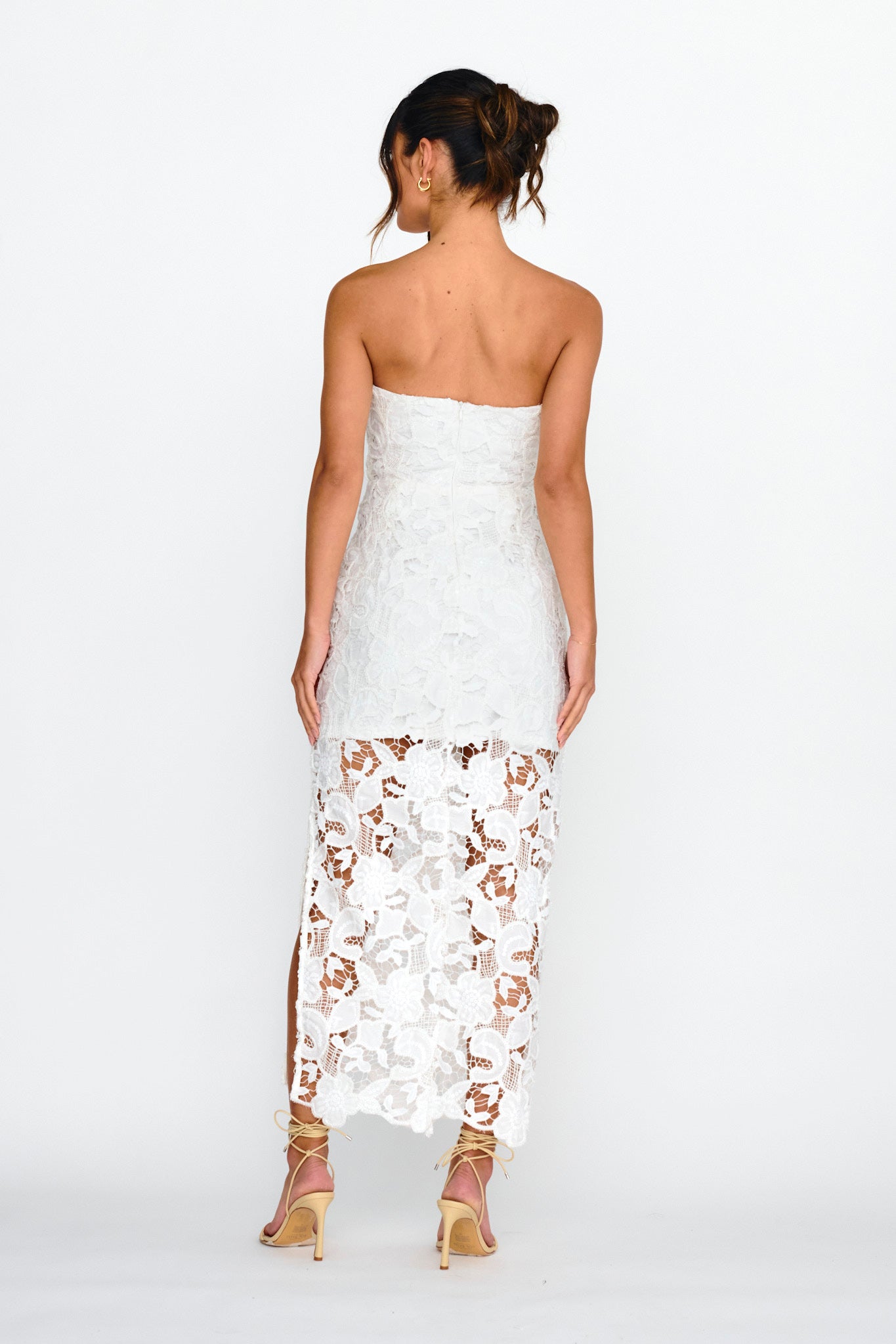 Parisa Sequin Embroidery Overlay Midi Dress White by Selfie Leslie Australia