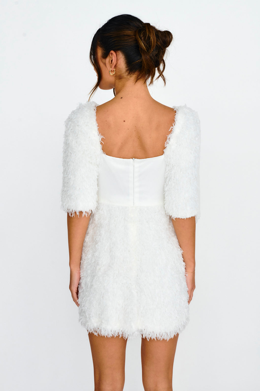 Snowflake Fuzzy Mini Dress Off White by Selfie Leslie Australia
