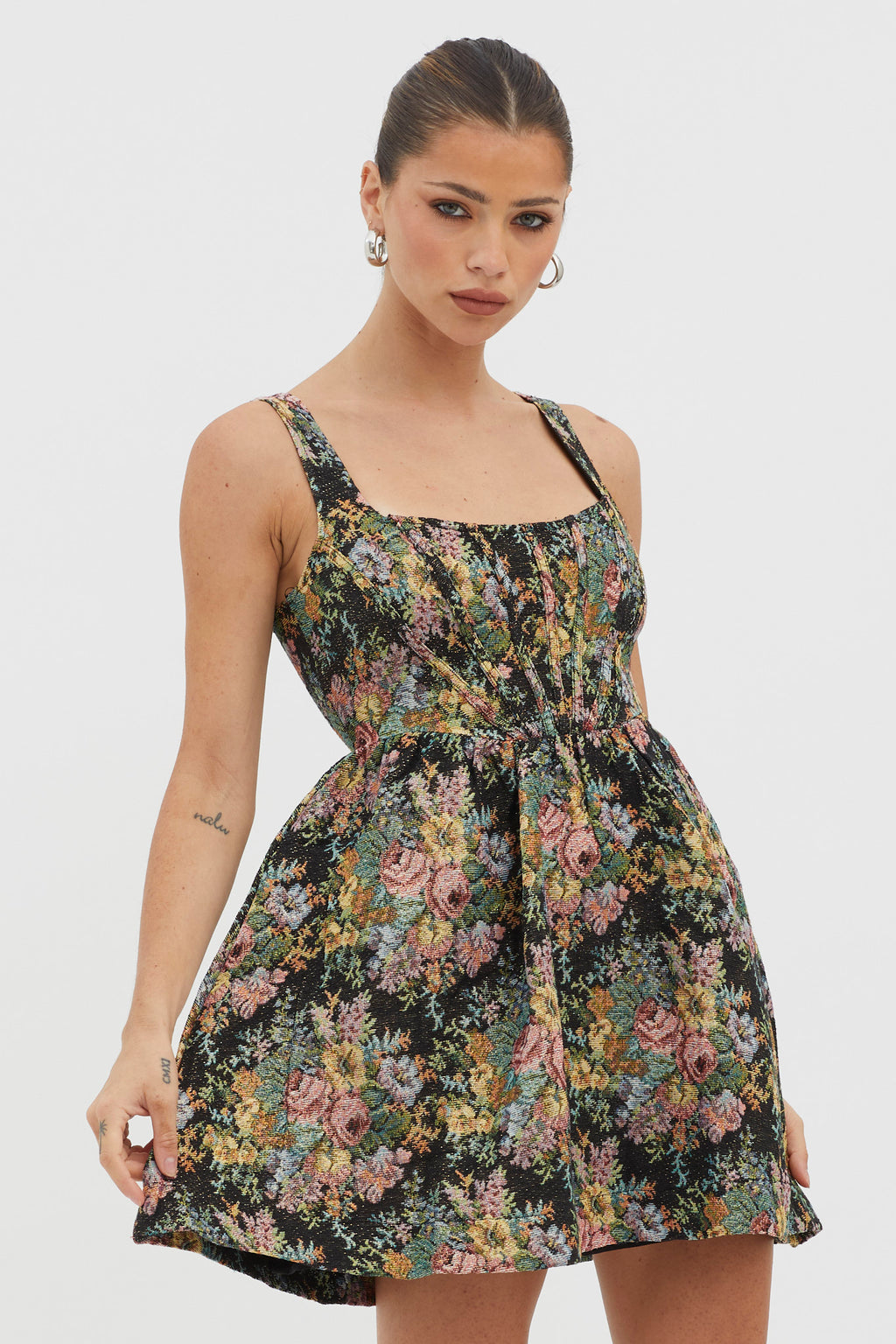 Strong Feelings A-Line Floral Embroidery Dress Black by Selfie Leslie Australia