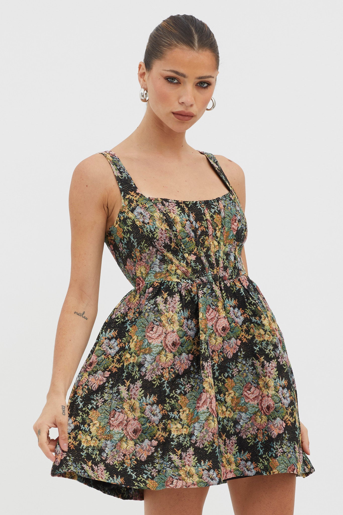 Strong Feelings A-Line Floral Embroidery Dress Black by Selfie Leslie Australia