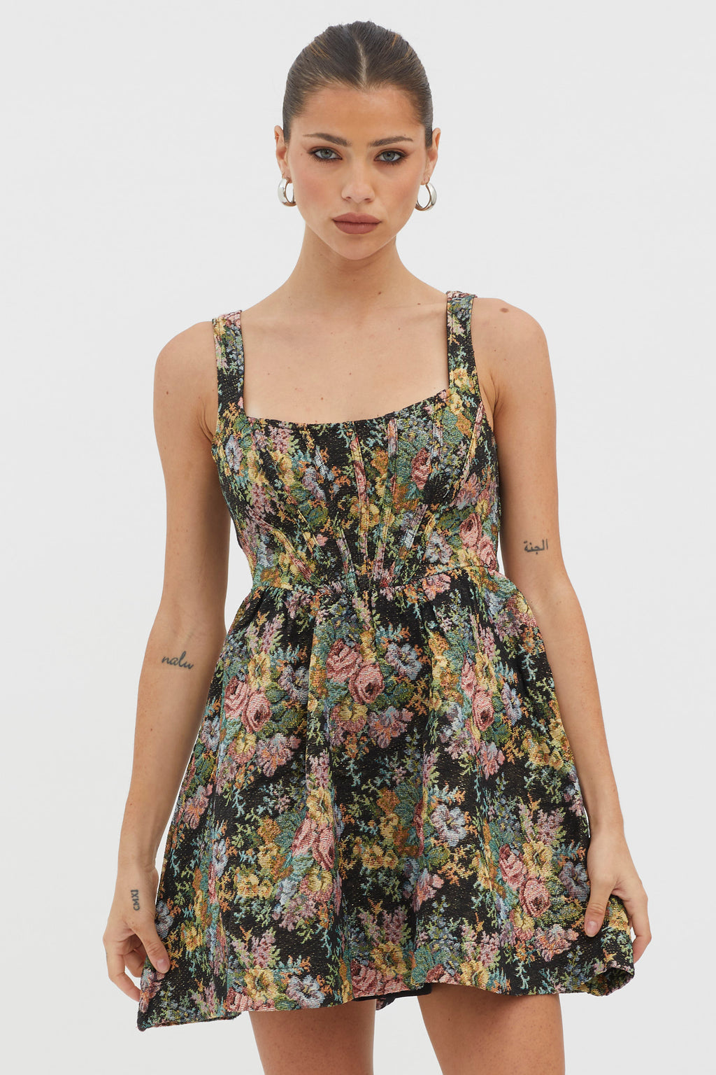 Strong Feelings A-Line Floral Embroidery Dress Black by Selfie Leslie Australia