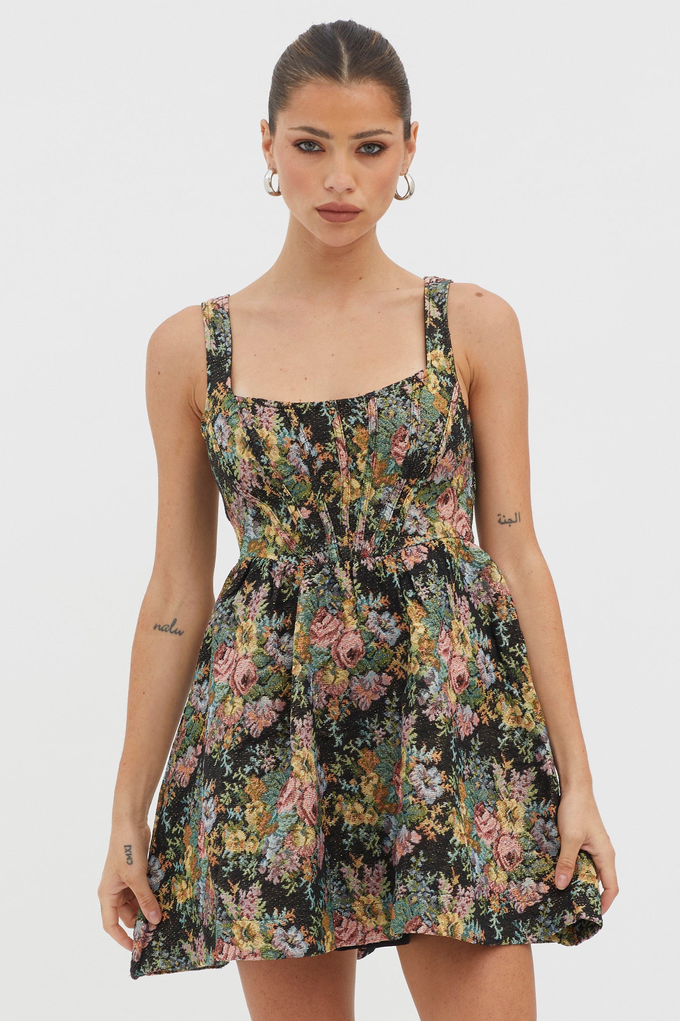 Strong Feelings A-Line Floral Embroidery Dress Black by Selfie Leslie Australia