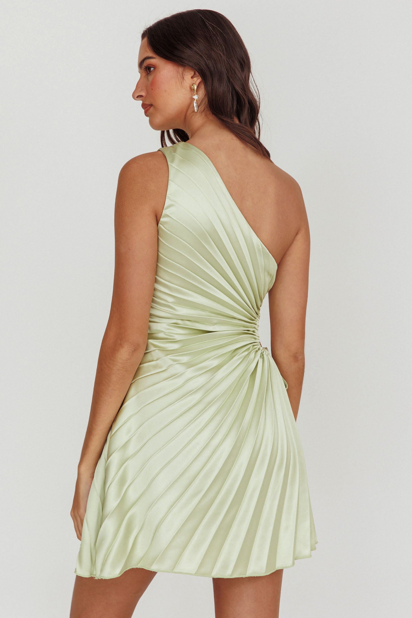 Glow Ray One-Shoulder Pleat Dress Apple by Selfie Leslie Australia